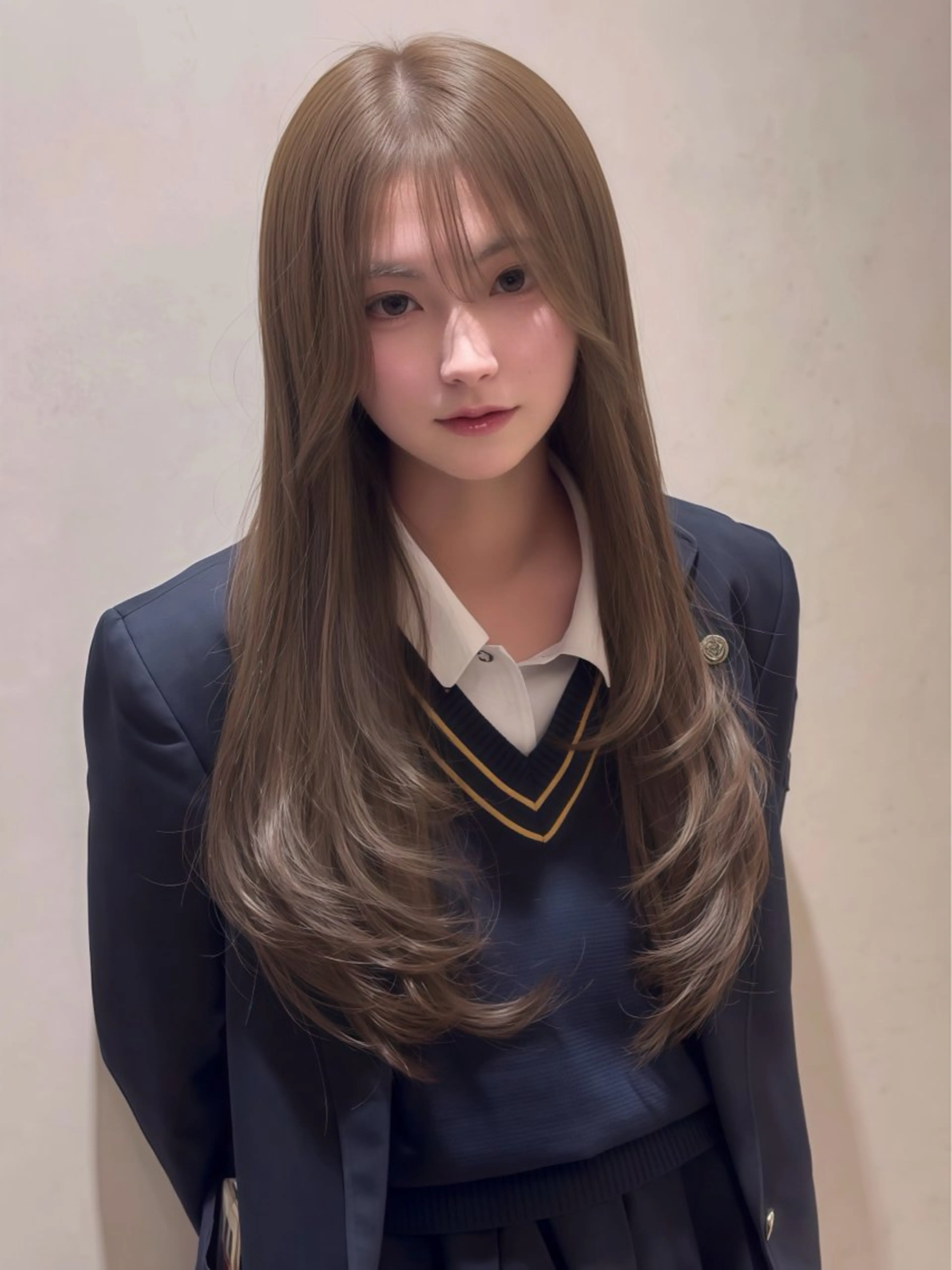 ロング カラー ベージュカラー ブリーチ ダブルカラー ヘーゼル ブリーチなしカラー ヘアカラー 🩵福岡ブリーチなし レイヤー/紫音🩵のヘアスタイル