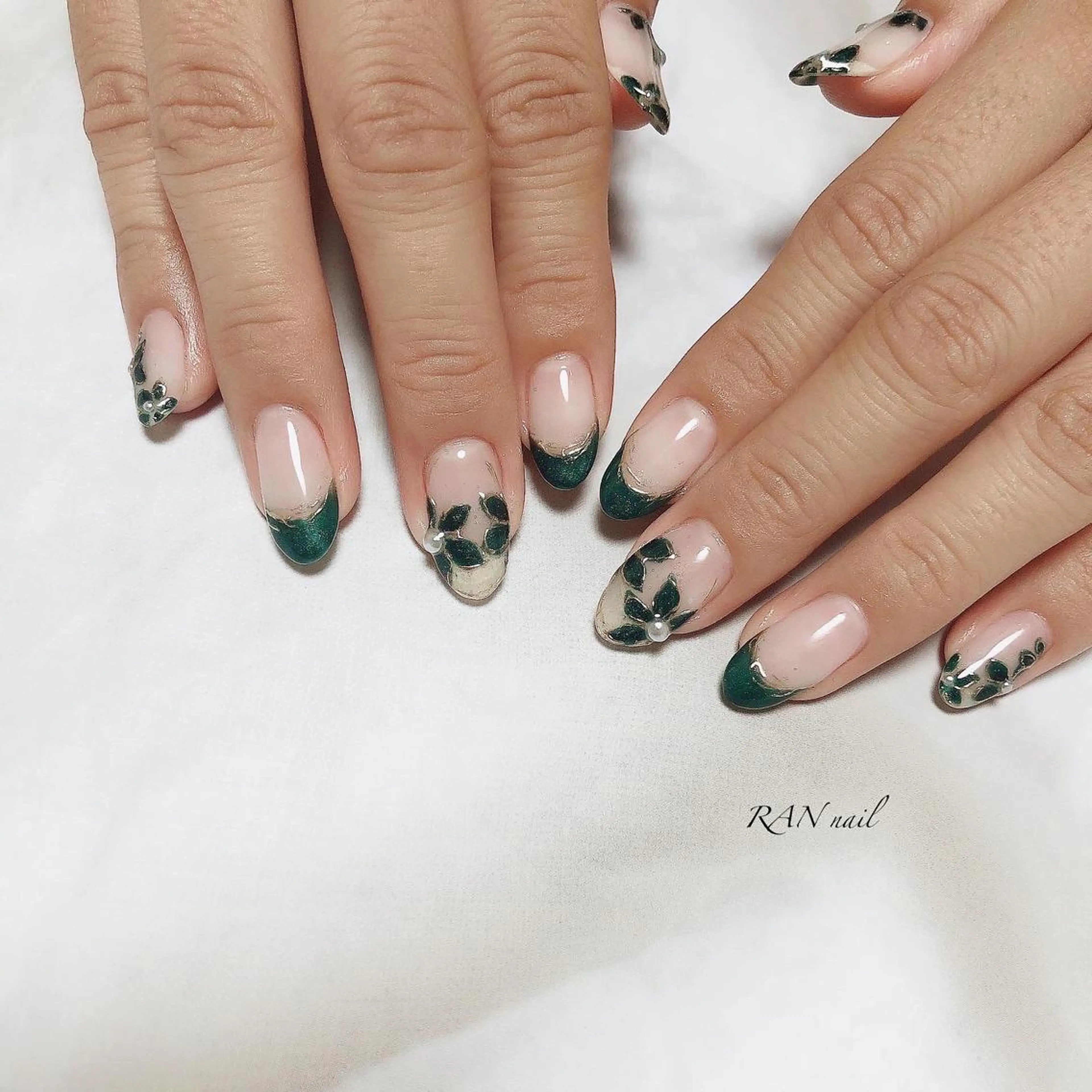 ネイル アートネイル ジェルネイル グリーン マットネイル オフィスネイル RAN nailのネイルデザイン