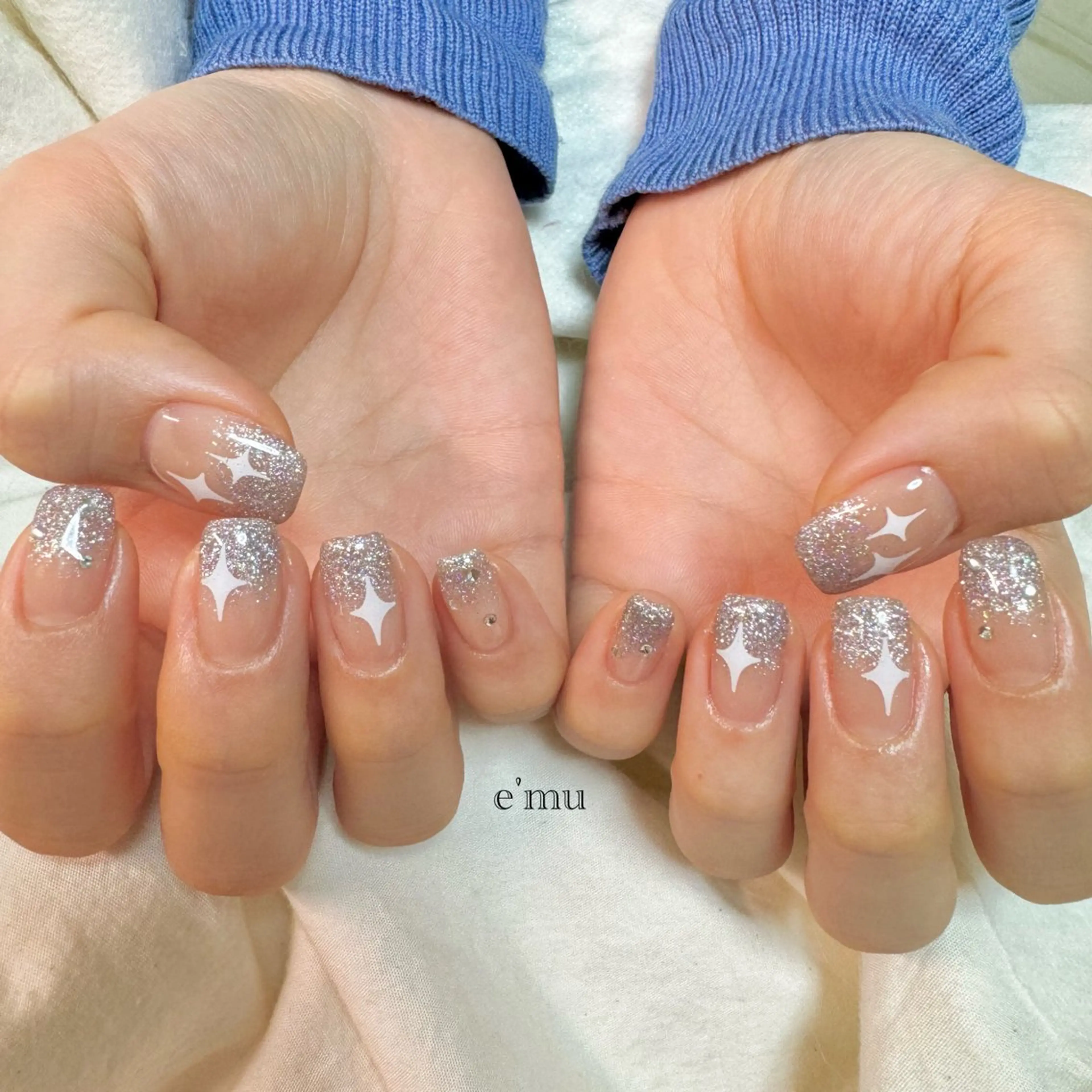 ネイル キラキラネイル 韓国ネイル ハンドネイル nail salon e'mu💐のネイルデザイン