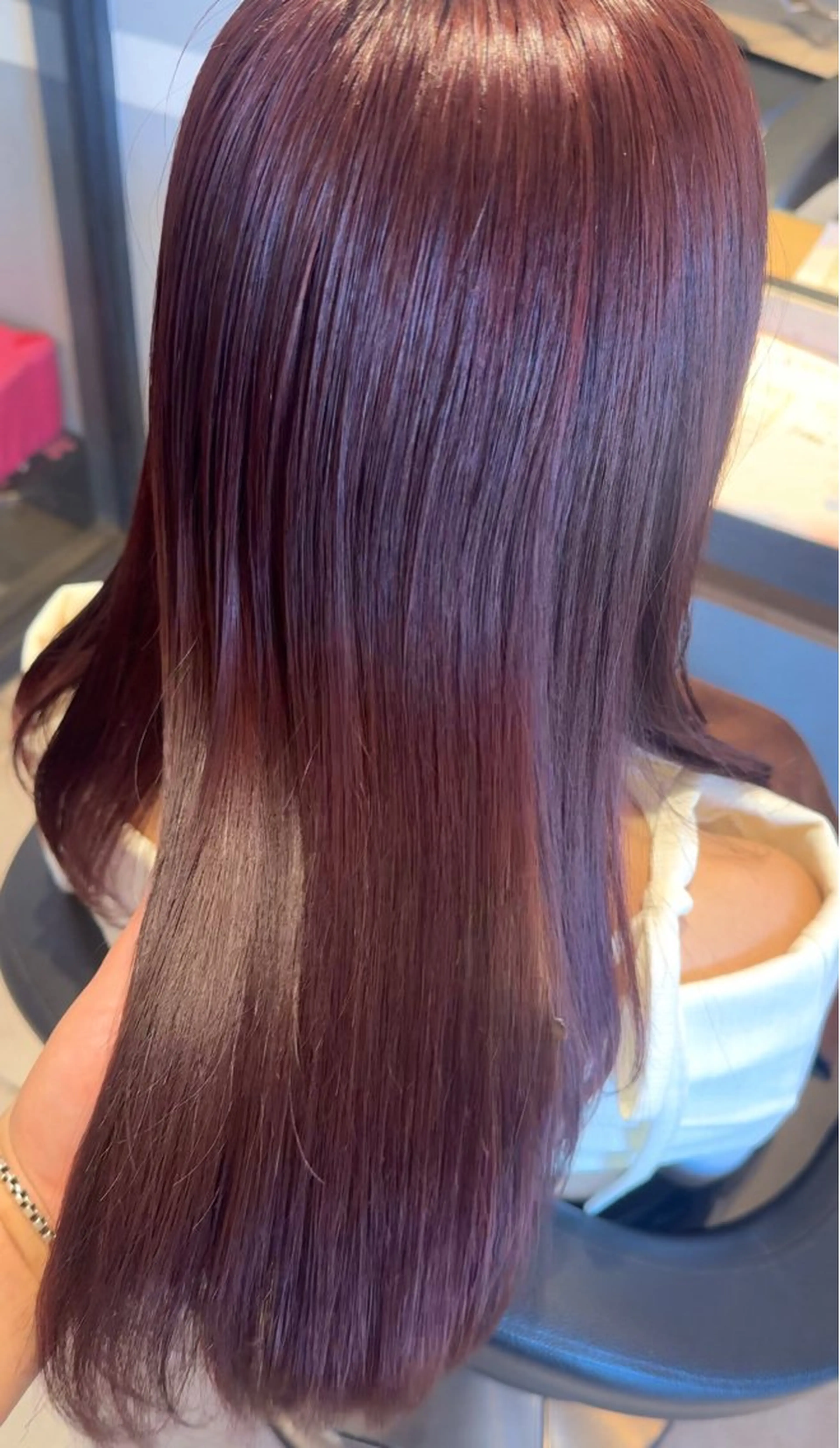 セミロング ピンクブラウン たかはし るなのヘアスタイル