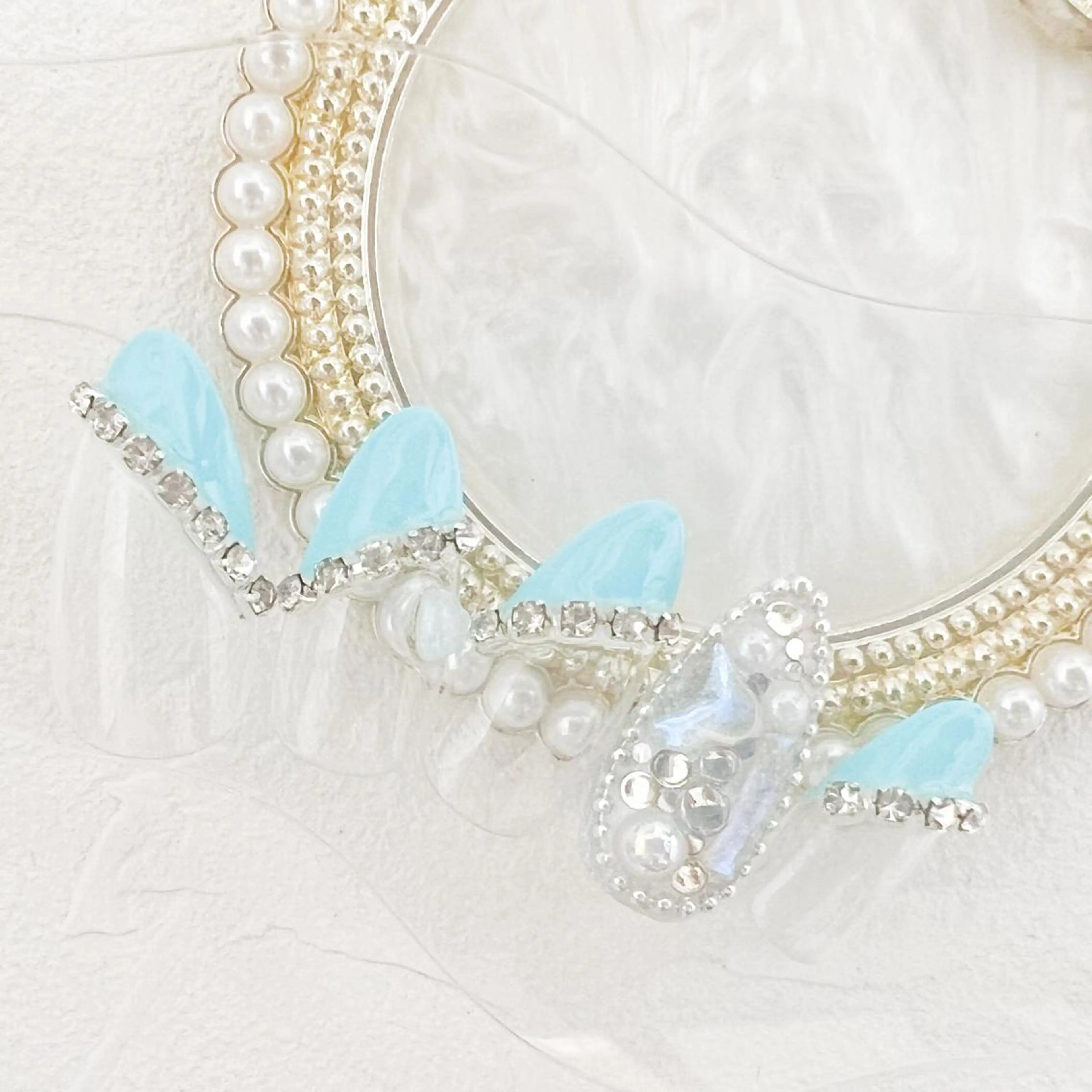 ネイル フレンチネイル 水色 ワンホンネイル rouse nail RISATOのネイルデザイン