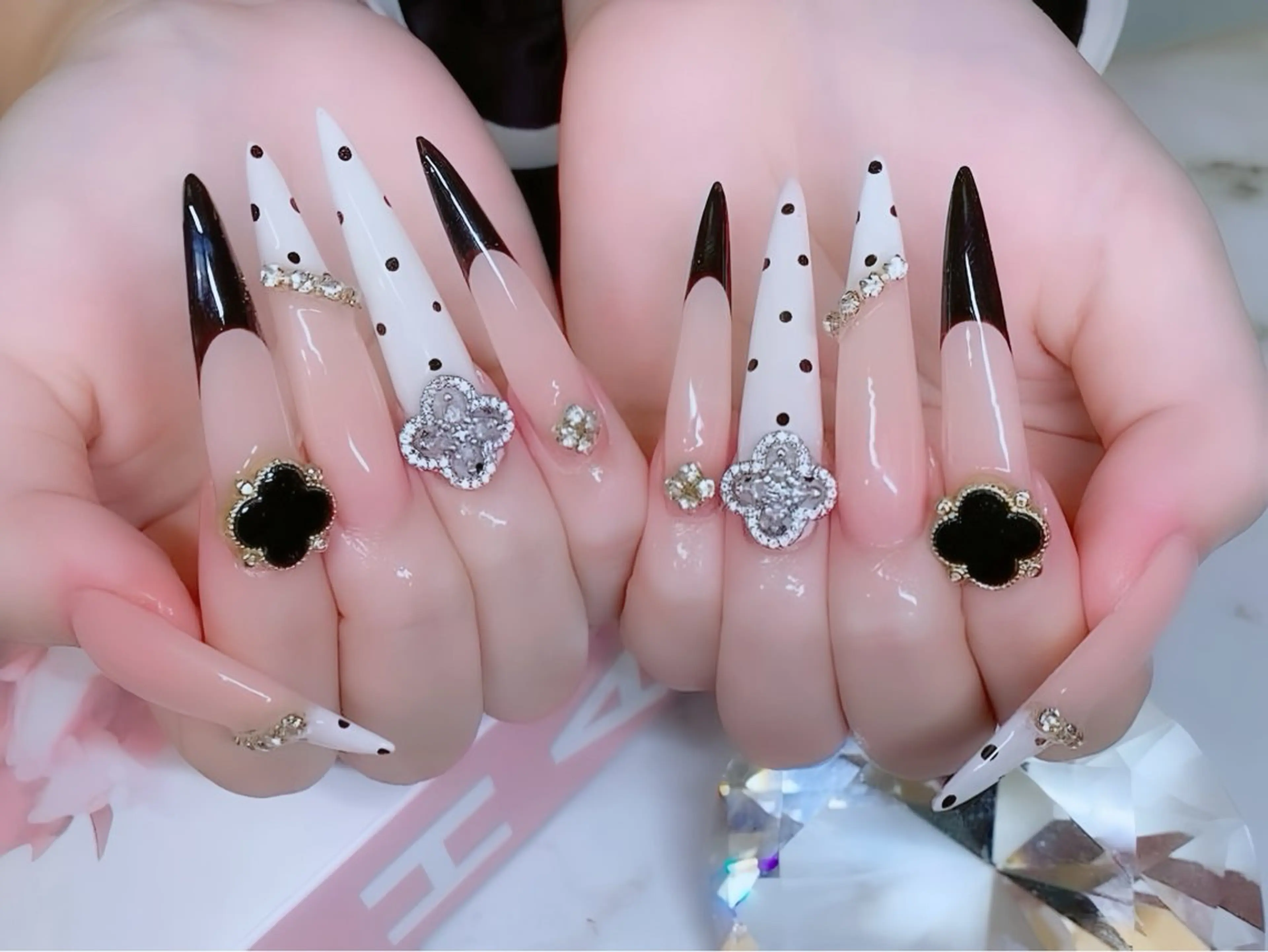 ネイル アニマル柄 ボルドー ブラウン チークネイル フレンチネイル ハンドネイル Rin Nail 新大久保店のネイルデザイン