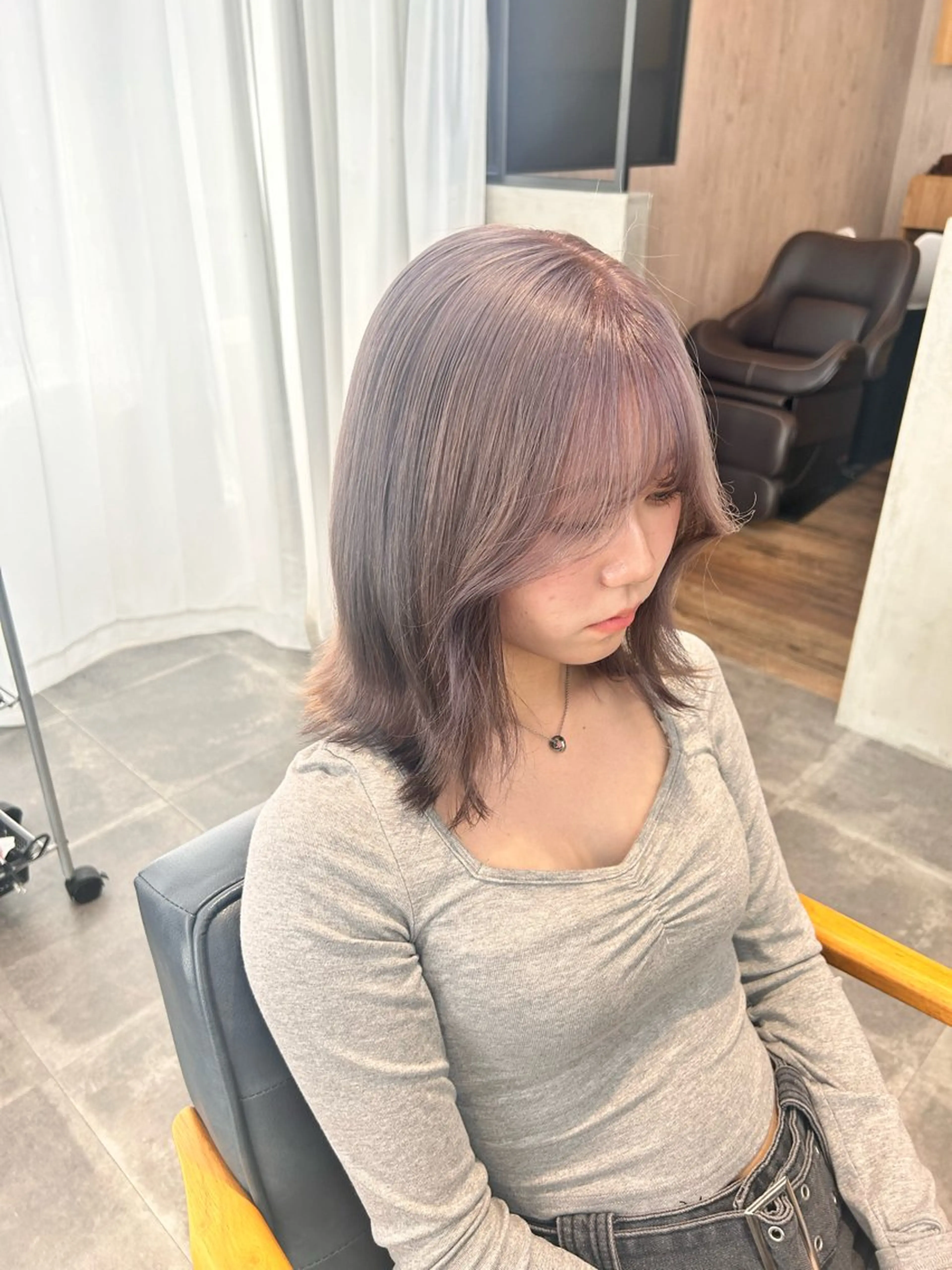 ミディアム カラー 韓国×髪質改善カラー 💎hinaのヘアスタイル