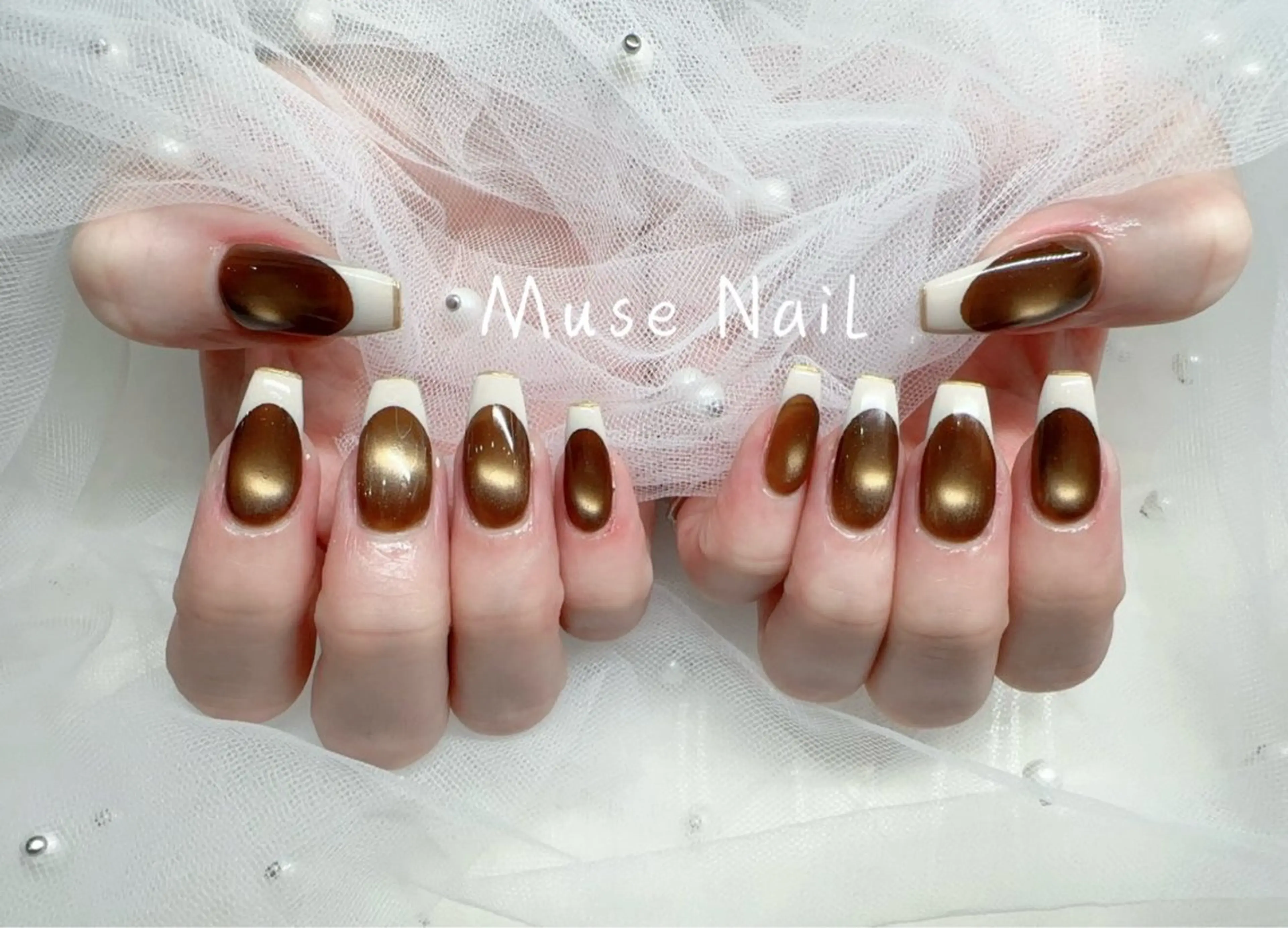 ネイル フレンチネイル マグネットネイル マグネットフレンチ muse nailのネイルデザイン