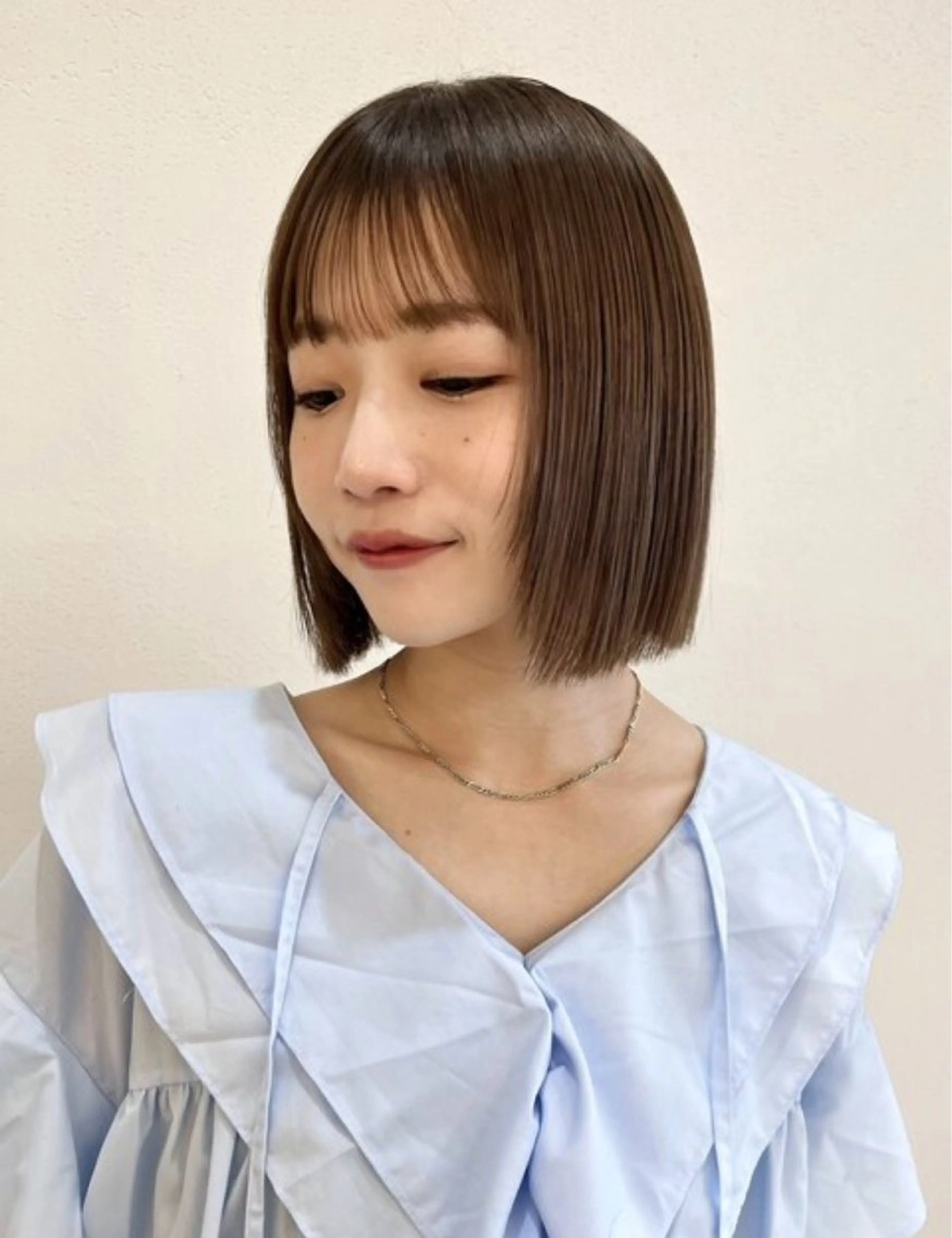 ミディアム カット ヘアカラー 福岡美容師 透明感カラーのヘアスタイル