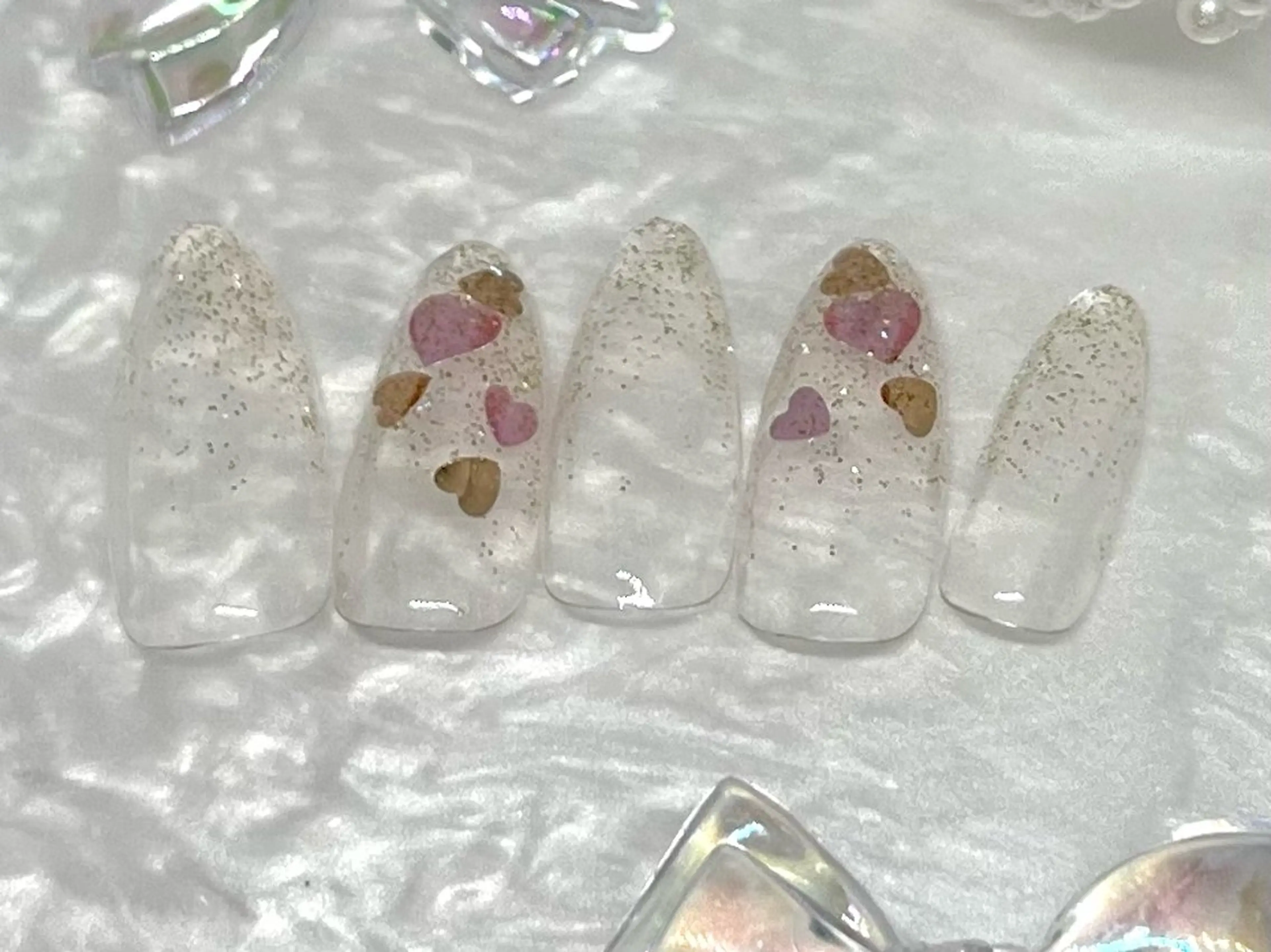 ネイル ハート ラメ(グリッター) RIKA@salon newsproutのネイルデザイン