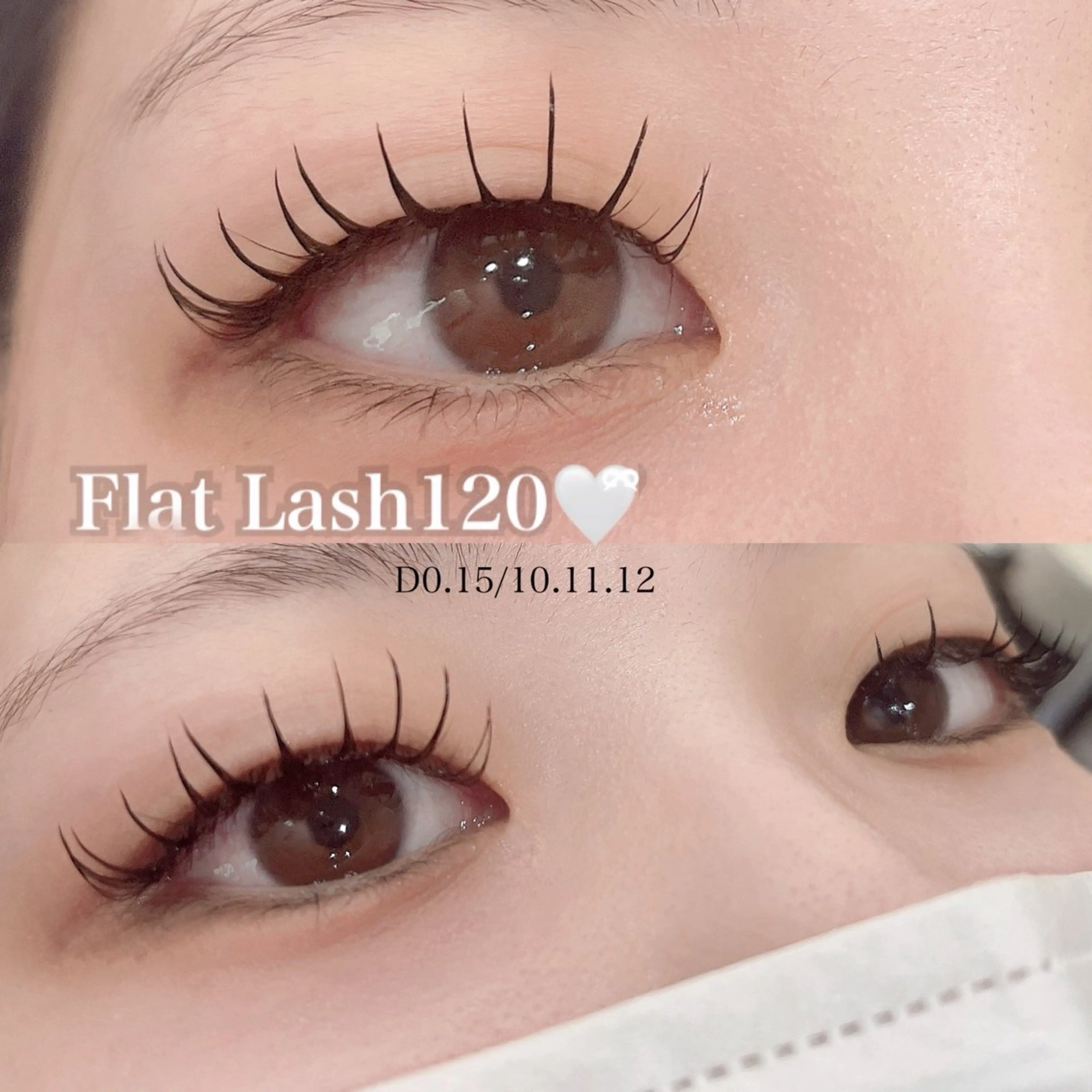 マツエク・マツパ フラットラッシュ 韓国風マツエク パリジェンヌラッシュリフト 下まつげエクステ 一重×まつ毛パーマ マツエク Rairia momoka🎀✨のマツエク・マツパデザイン