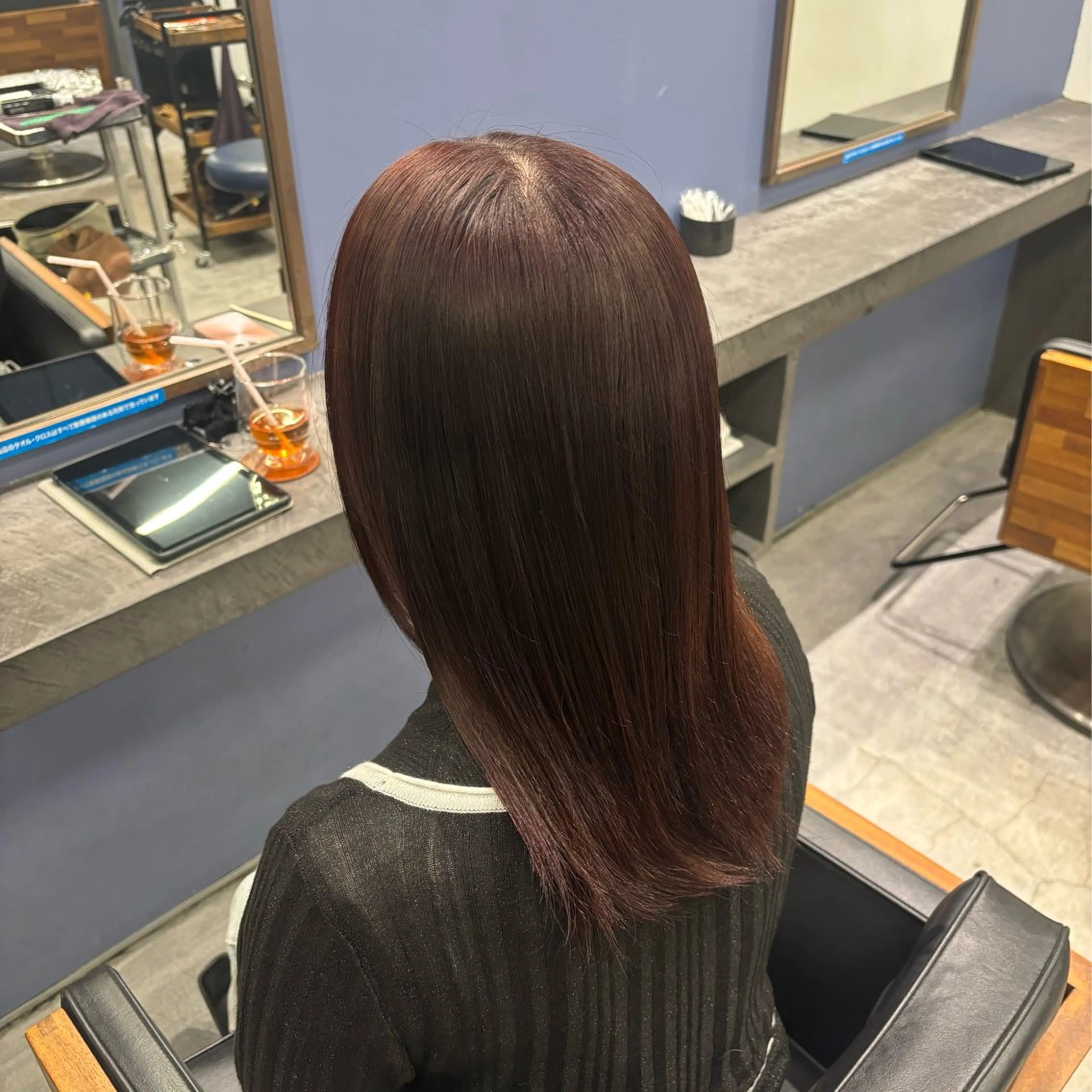 ミディアム カラー ブリーチ ダブルカラー ブリーチなしカラー パープルカラー ヘアカラー 〖❁ちひろ| LEONID❁〗のヘアスタイル