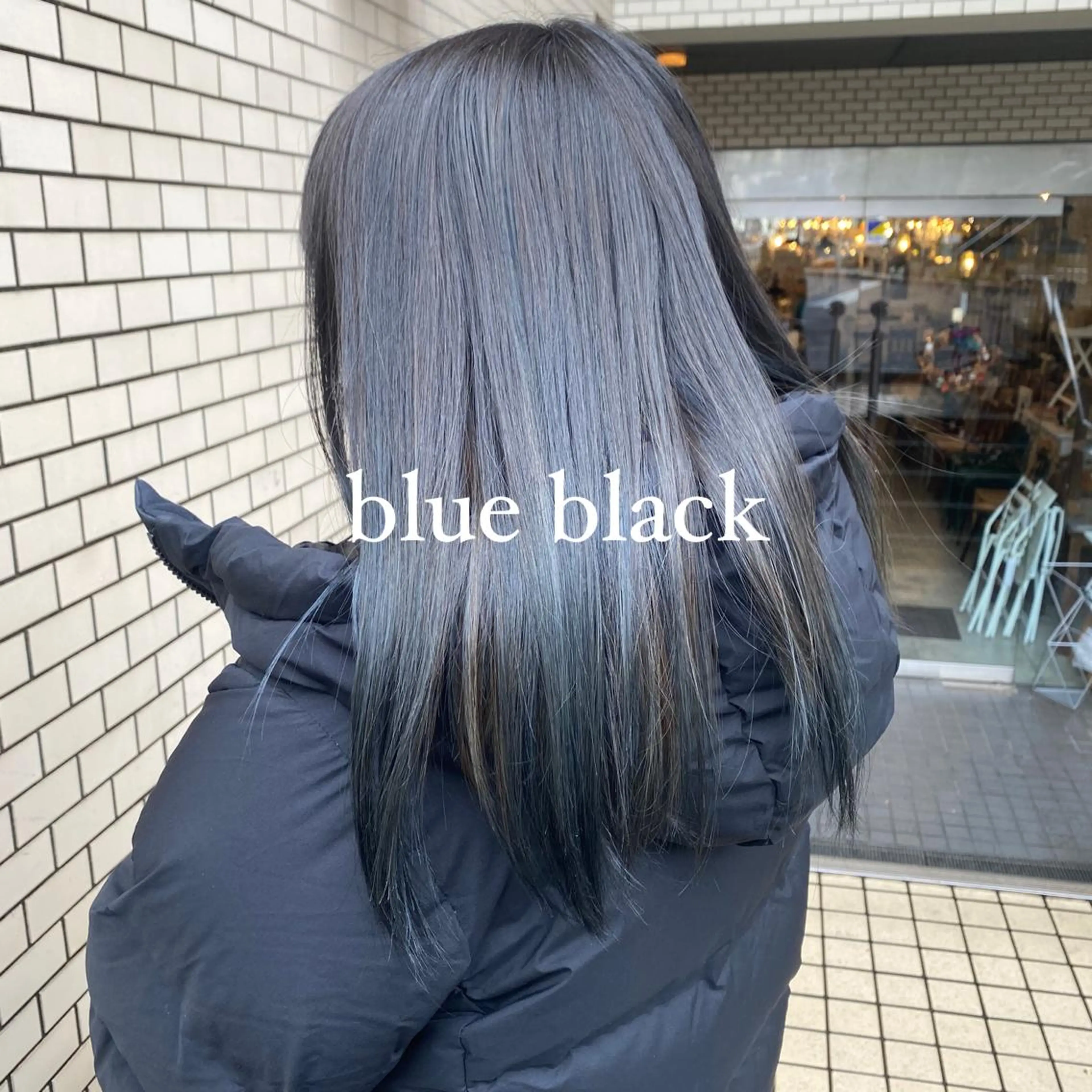 ミディアム カラー 黒髪 ブルーカラー ブルーブラック ヘアカラー トリートメント ヘアセット 絶対カワイイ保証💕 カワノチヒロのヘアスタイル