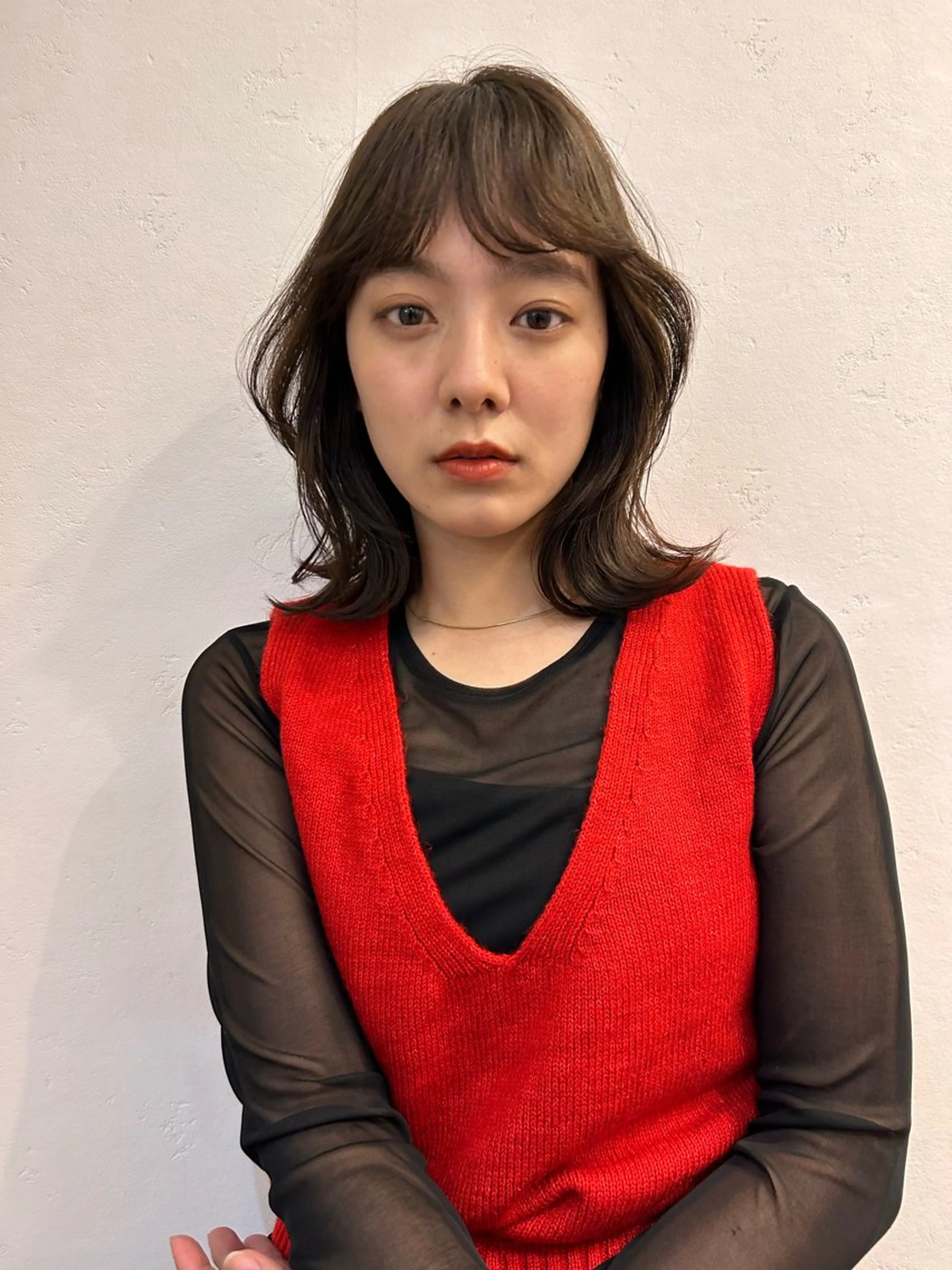 ミディアム カラー くびれヘア 小顔カット 似合わせcut ◎ 倉橋実咲のヘアスタイル