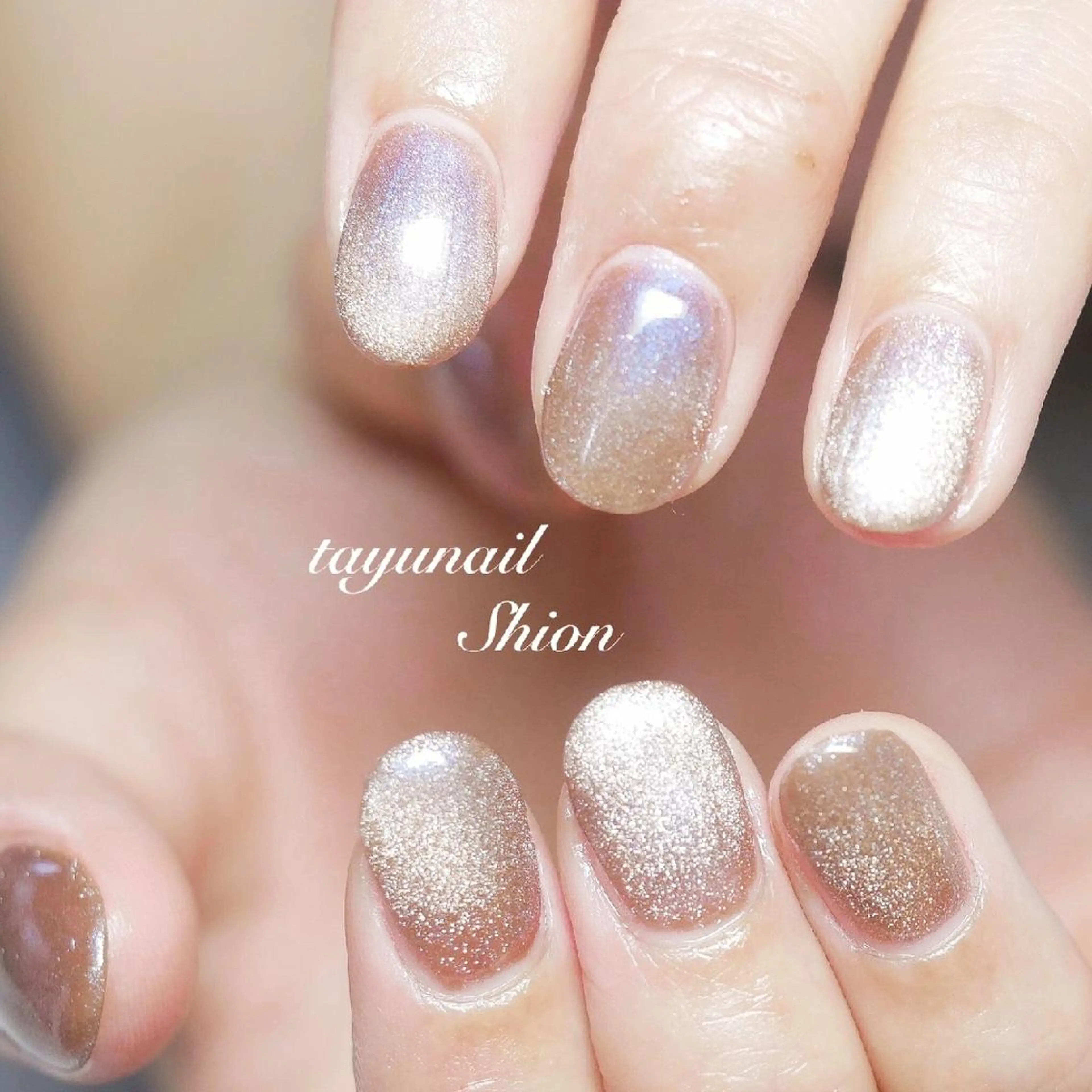 ネイル ブルー ジェルネイル キラキラネイル マグネットネイル パラジェル ネイルサロン 【たゆnail】のネイルデザイン