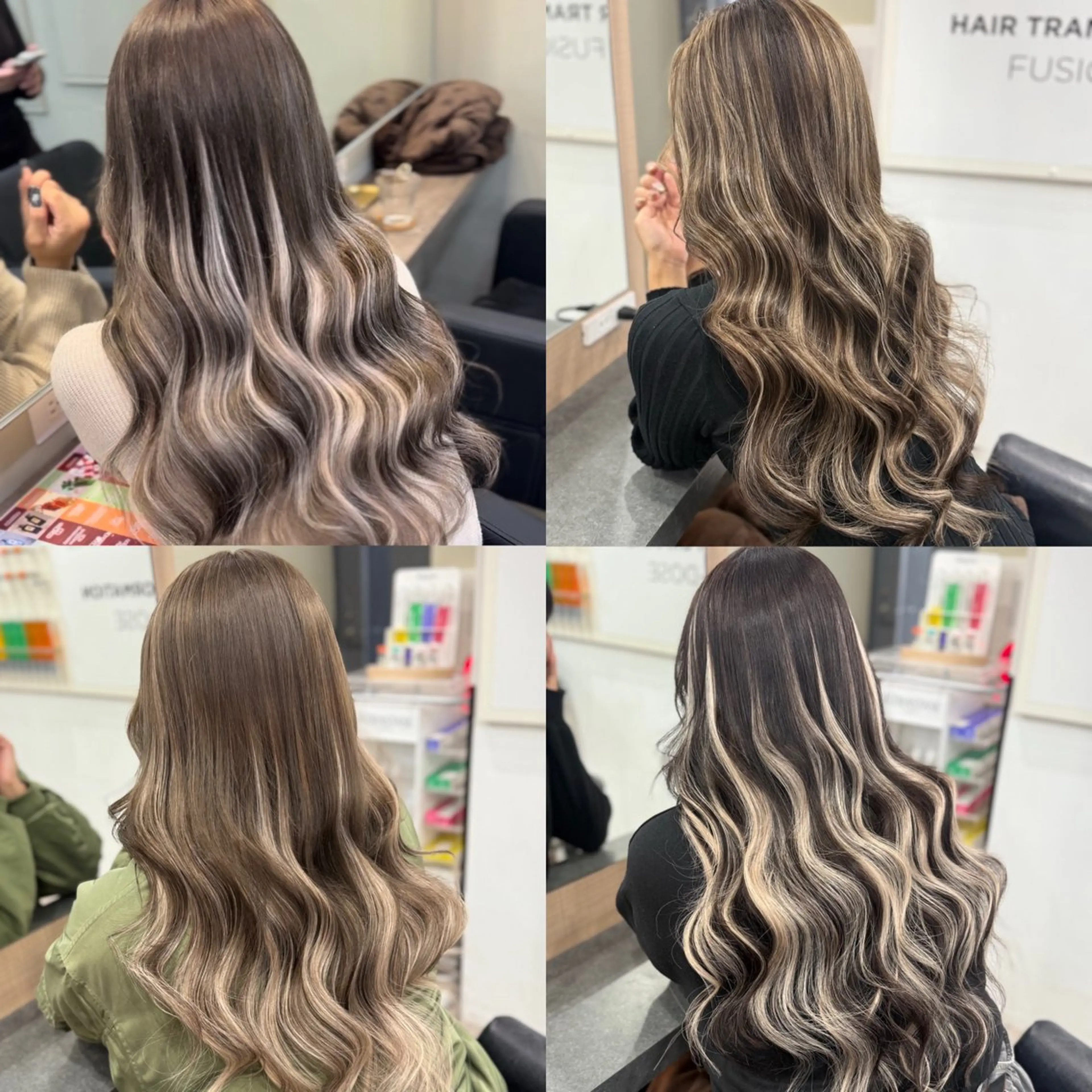 ロング カラー シールエクステ ブラウンカラー エクステ カット ヘアカラー エクステ ハイトーン/エクステ 横浜/RIEのヘアスタイル