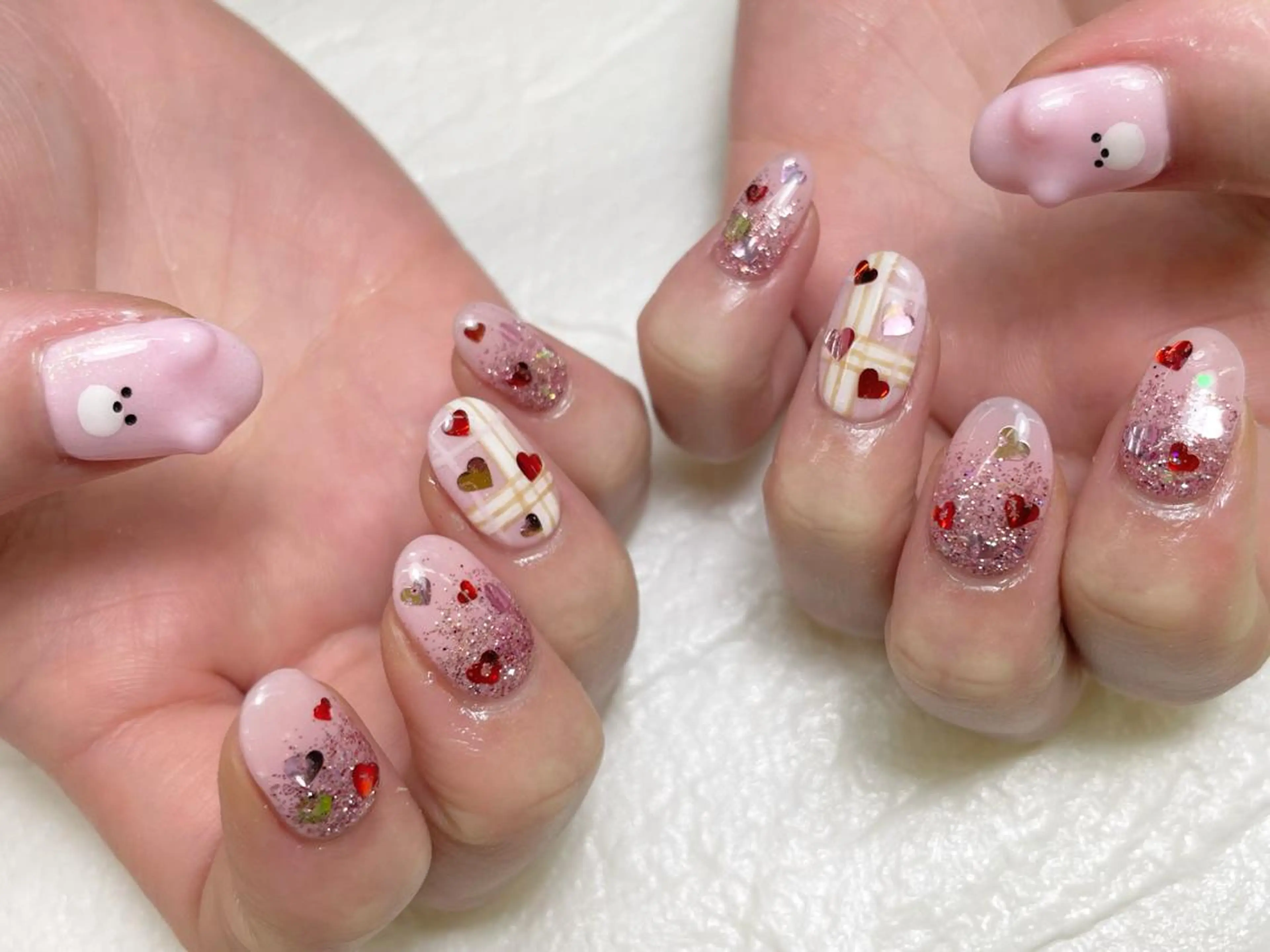 ネイル ハート 持ち込み ピンク MINORI Nail&Waxのネイルデザイン