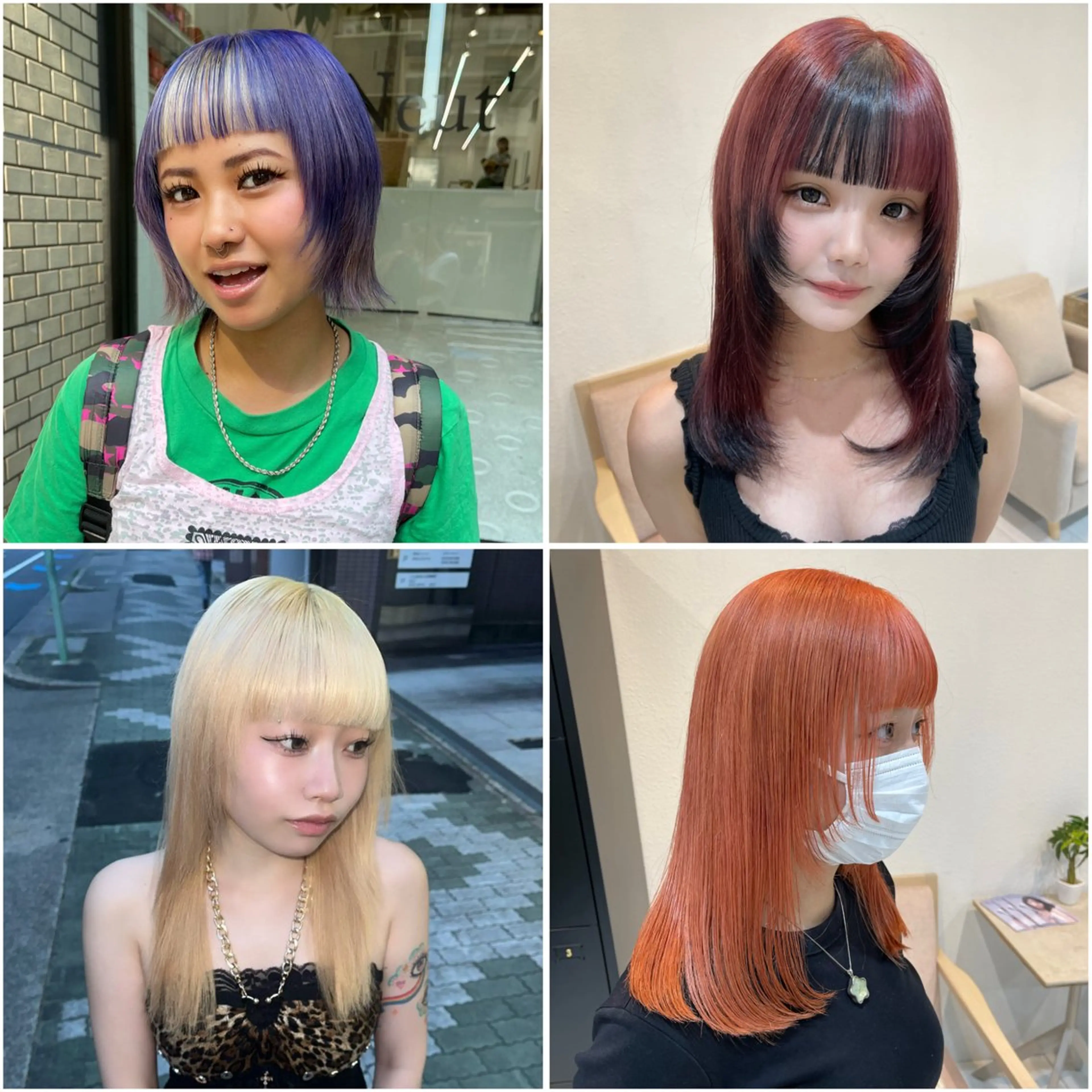 ミディアム カラー 切りっぱなしボブ ブリーチ デザインカラー ボブ 縮毛矯正 ムラ修正/ ハイトーン💖Riaのヘアスタイル