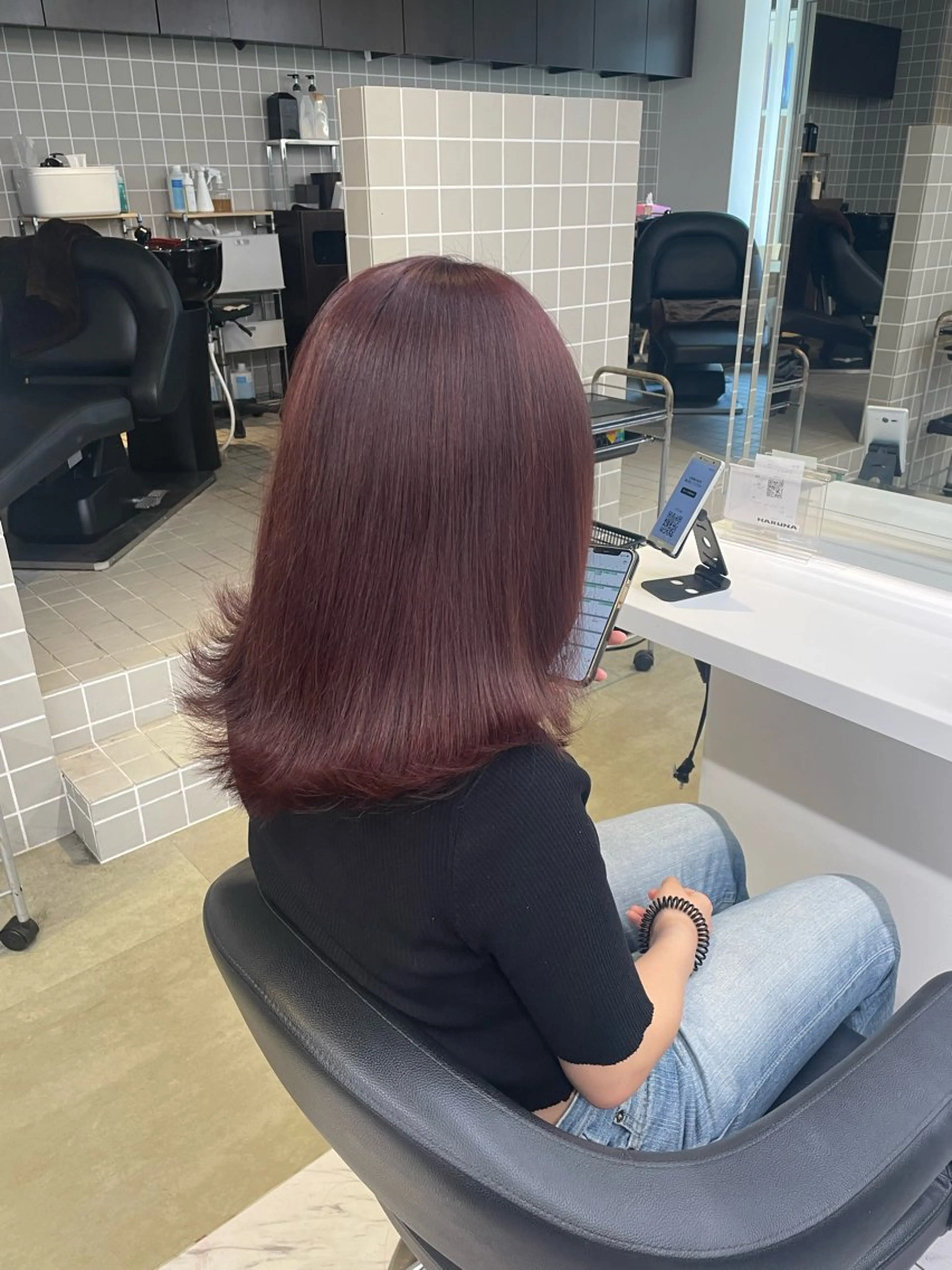 ミディアム カラー ヘアアレンジ ヘアカラー トリートメント ヘアセット 💗横浜美容室 💗HARUNAのヘアスタイル