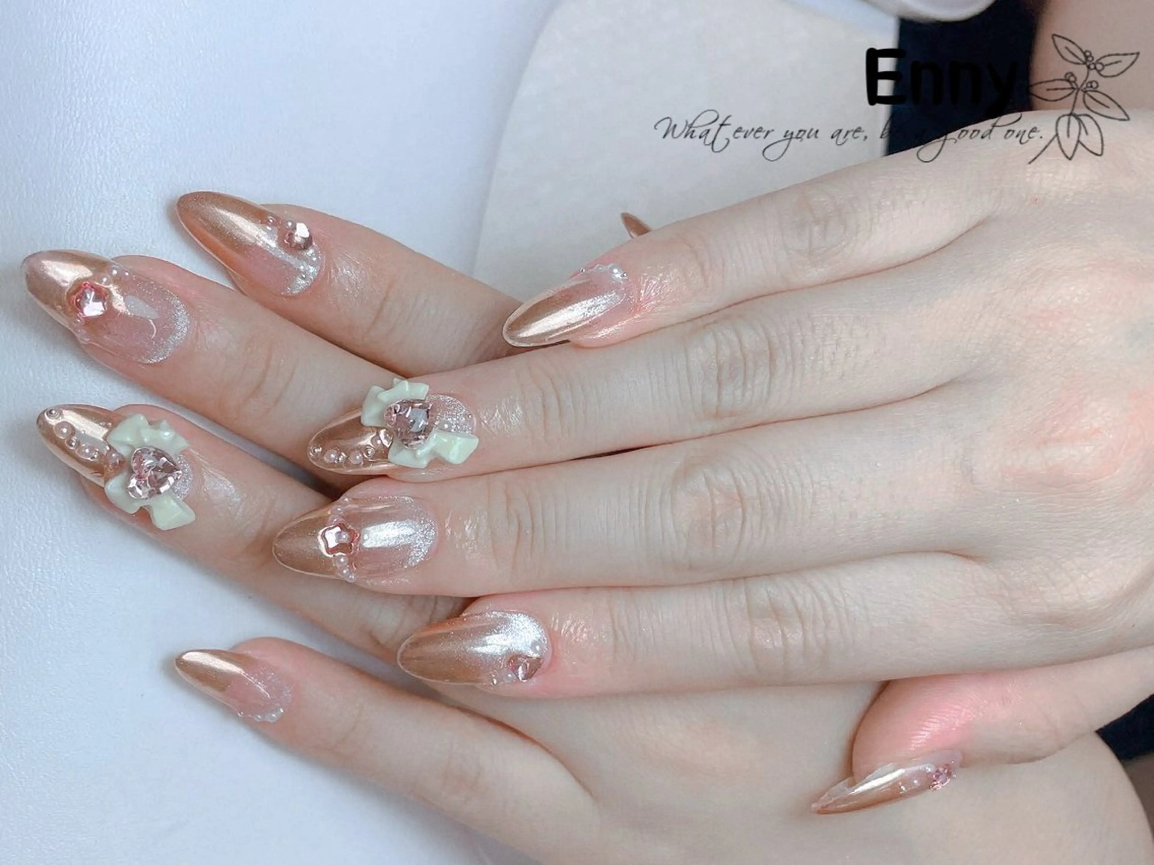 ネイル チークネイル フットネイル フレンチネイル ジェルネイル ガラスフレンチ Enny nail salonのネイルデザイン