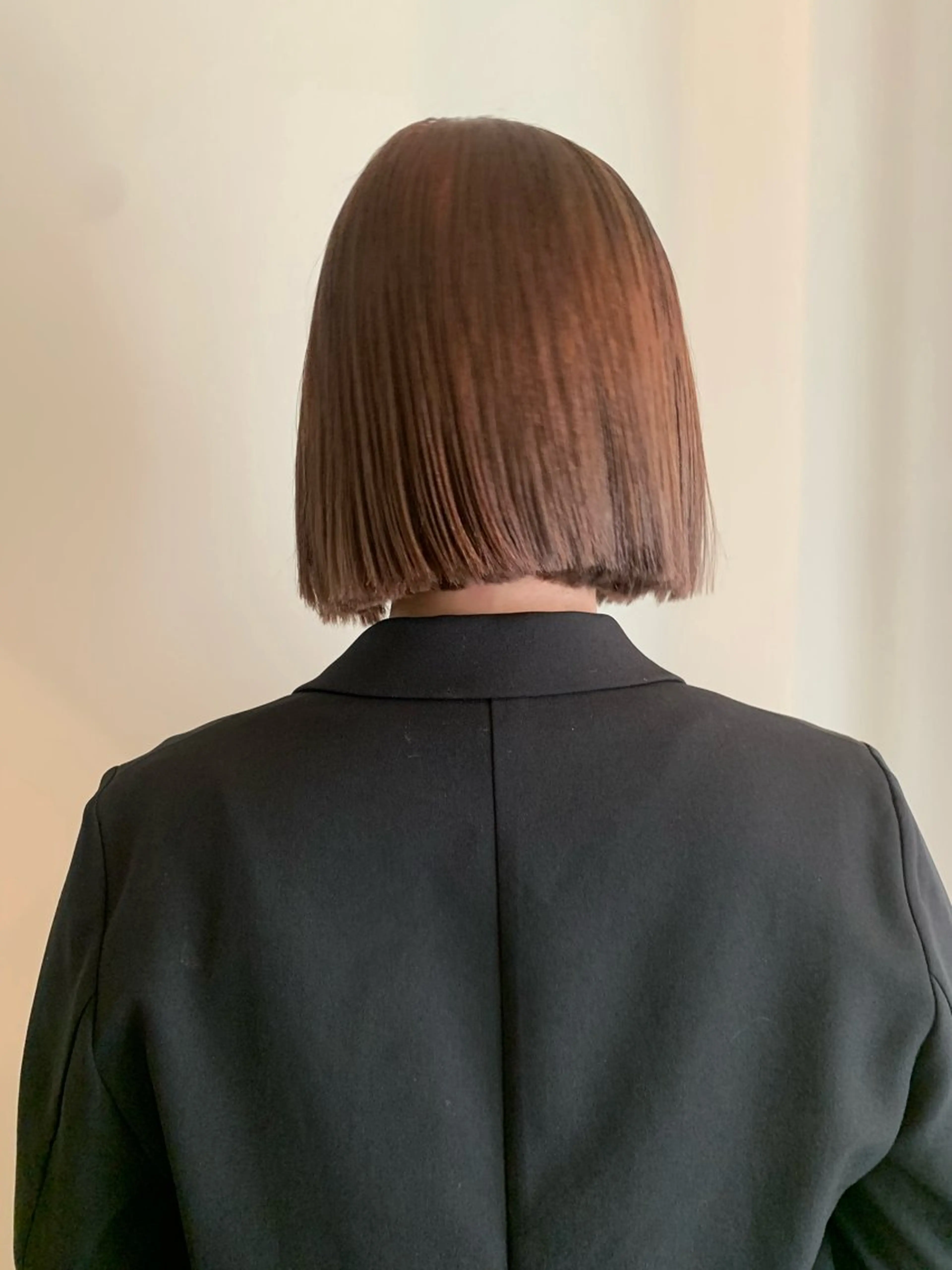 ミディアム カラー ブラウンカラー ボブ カット ヘアカラー トリートメント 落合希 Olivebeigeのヘアスタイル