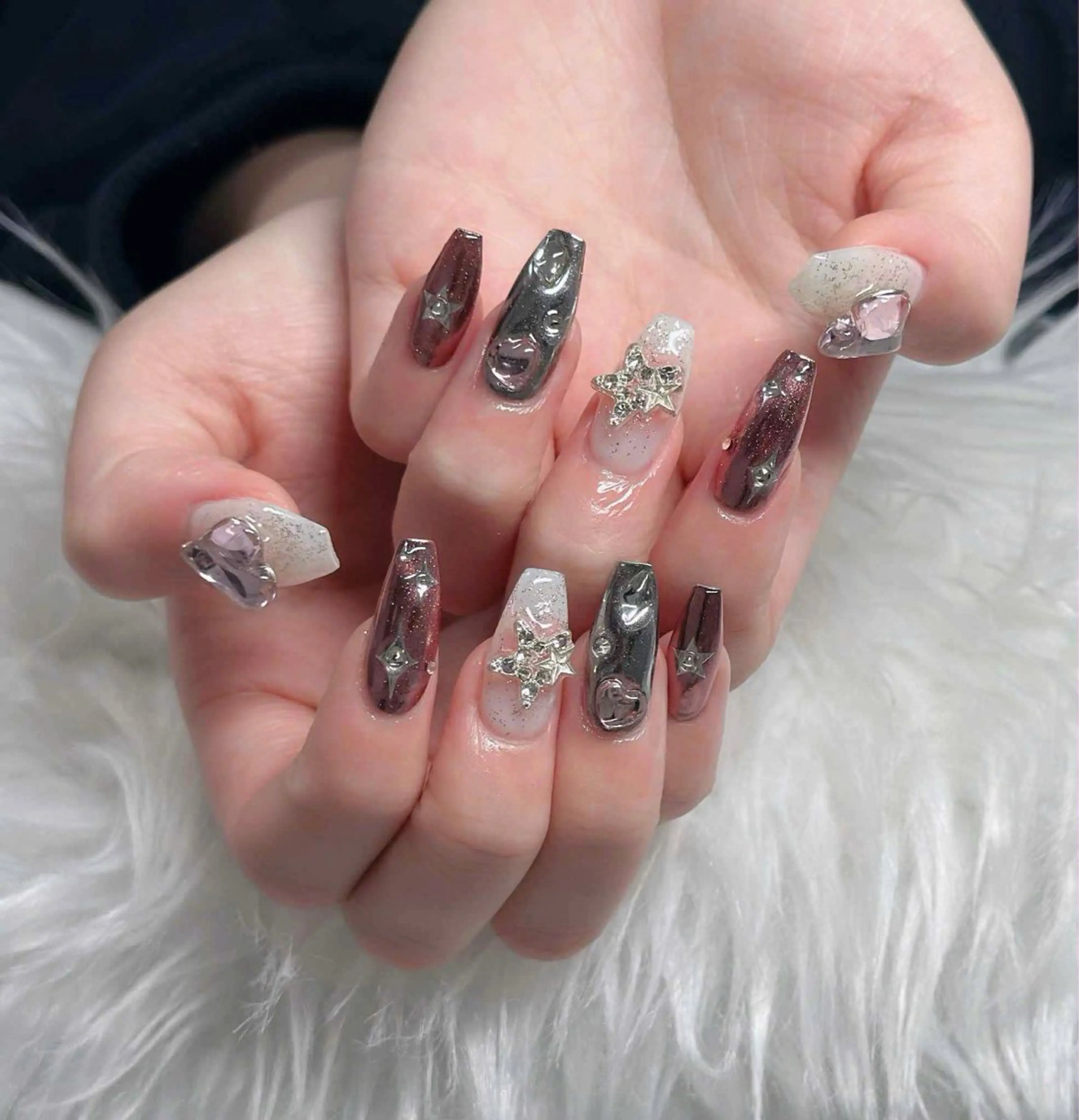 ネイル オーロラネイル フレンチネイル ジェルネイル ハロウィン 韓国ネイル ハンドネイル H.baby Nail Salonのネイルデザイン