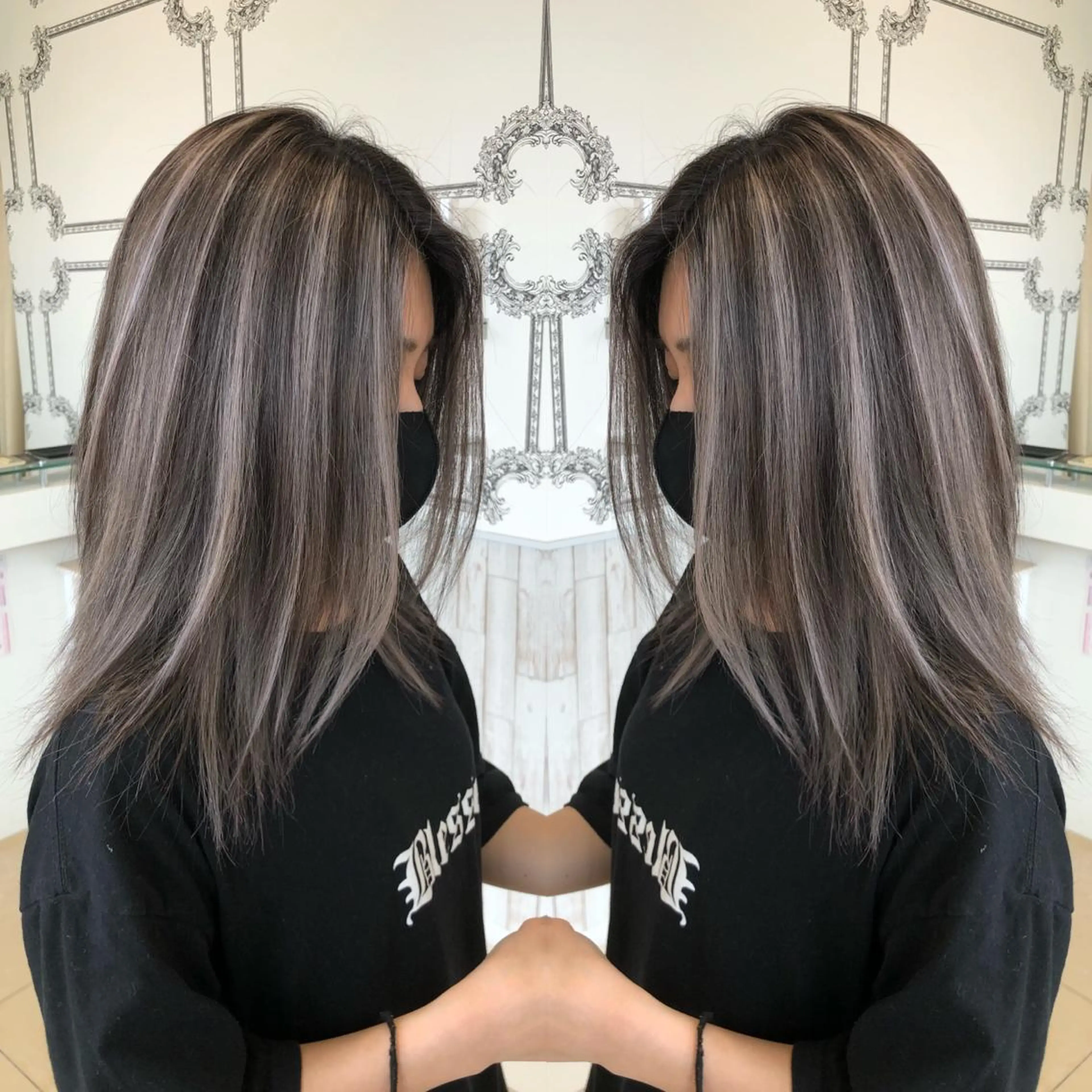 ミディアム ハイライト 得能 雅人のヘアスタイル