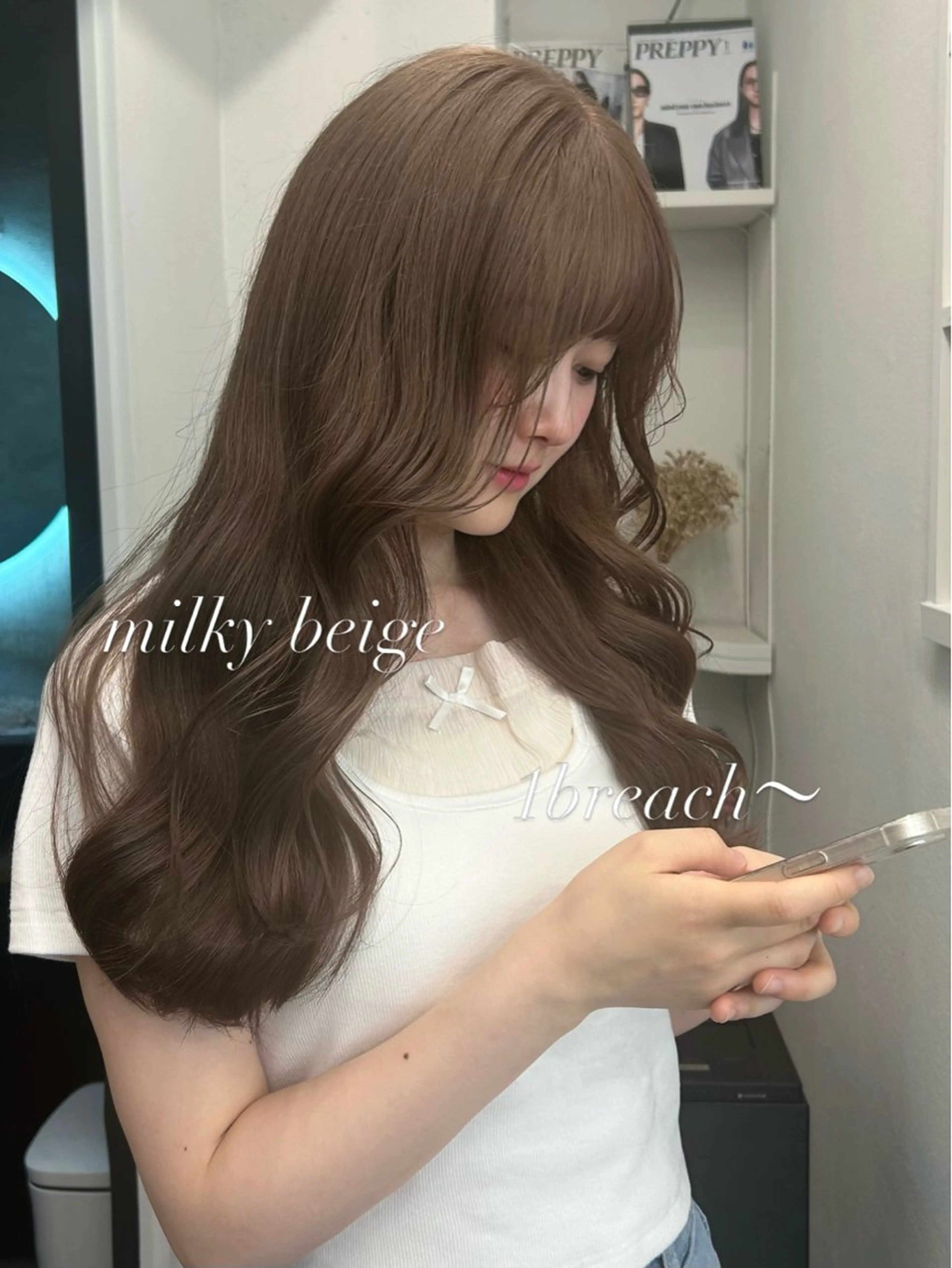 ロング カラー ベージュカラー ブリーチ ブラウンカラー 透明感カラー ダブルカラー カット ヘアカラー トリートメント 💍透明感 💖艶ミルクティーのヘアスタイル