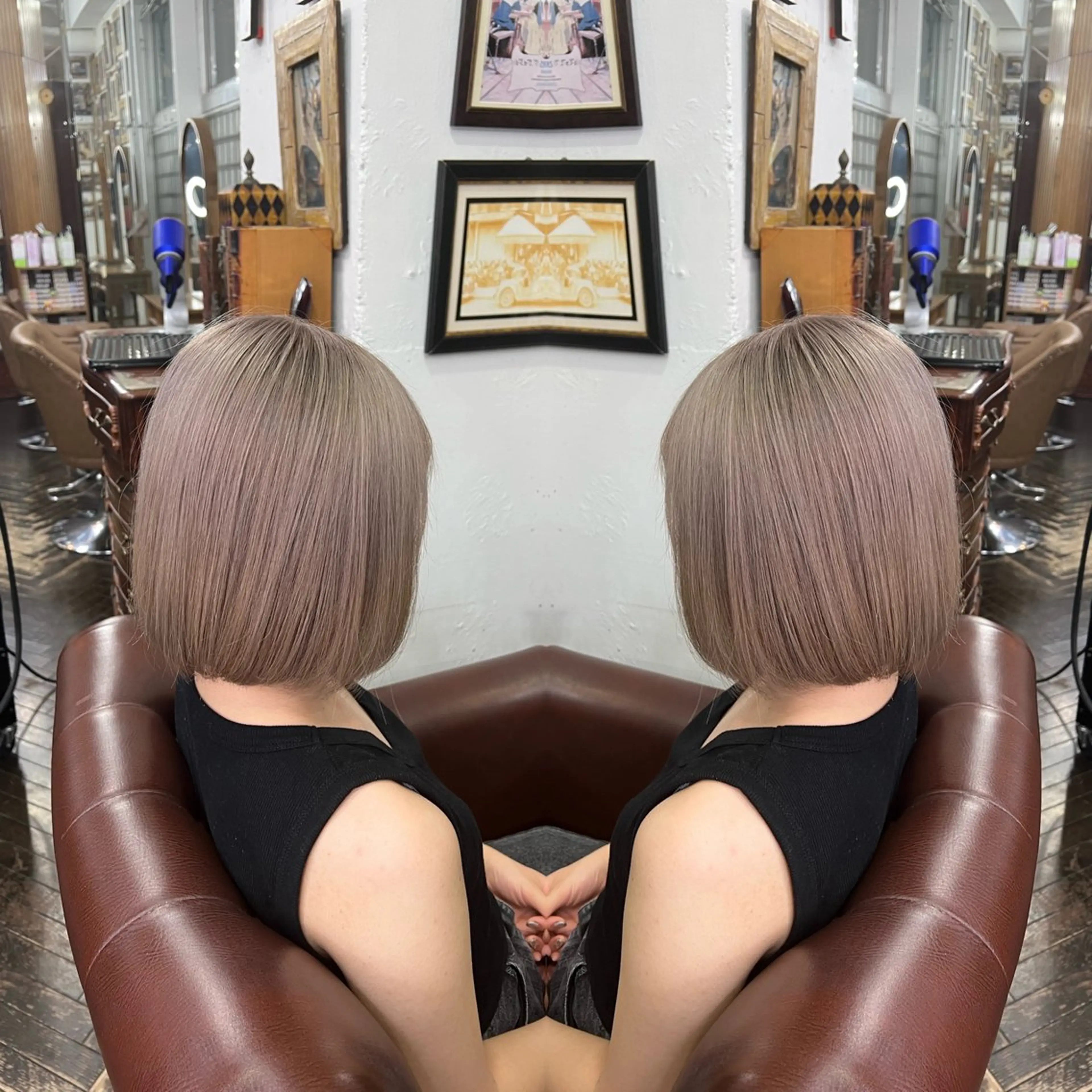 ミディアム カラー ハイライト/レイヤー /ハイトーン/AOIのヘアスタイル