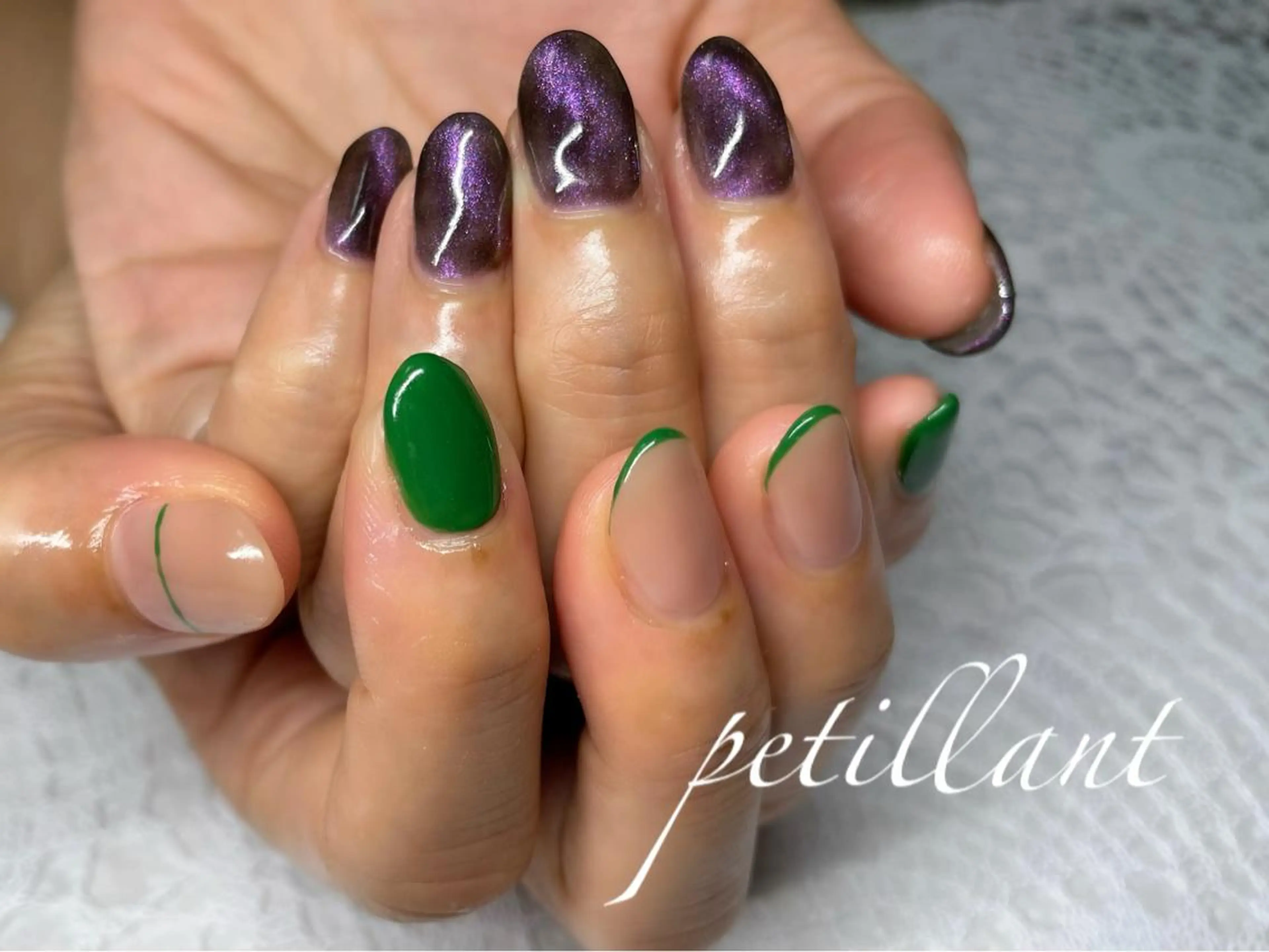 ネイル フレンチネイル マグネットネイル nail salon petillantのネイルデザイン