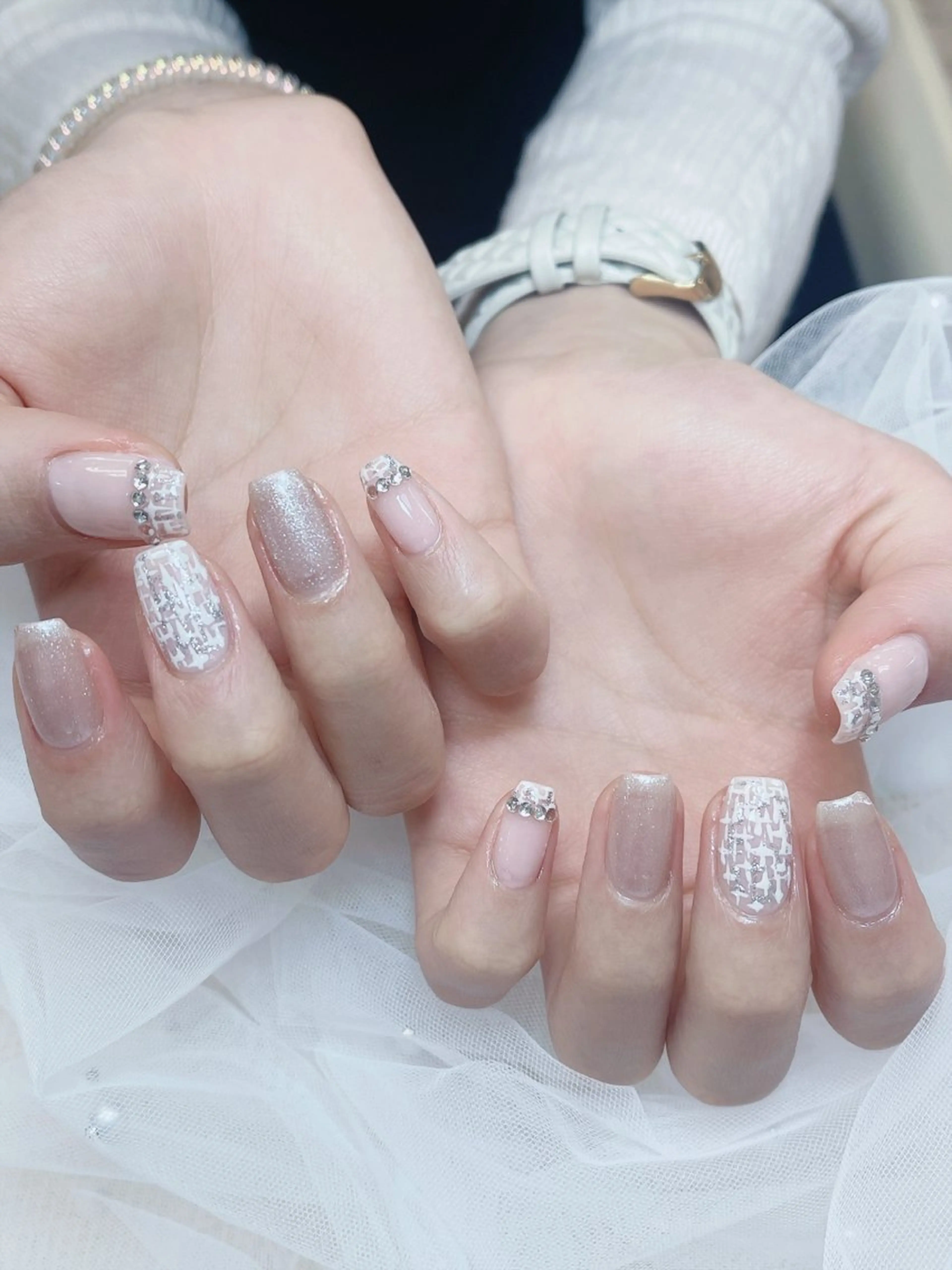 ネイル チークネイル 成人式 フレンチネイル グラデーション 氷ネイル・うるうるネイル ハンドネイル DUO   MI nail salonのネイルデザイン