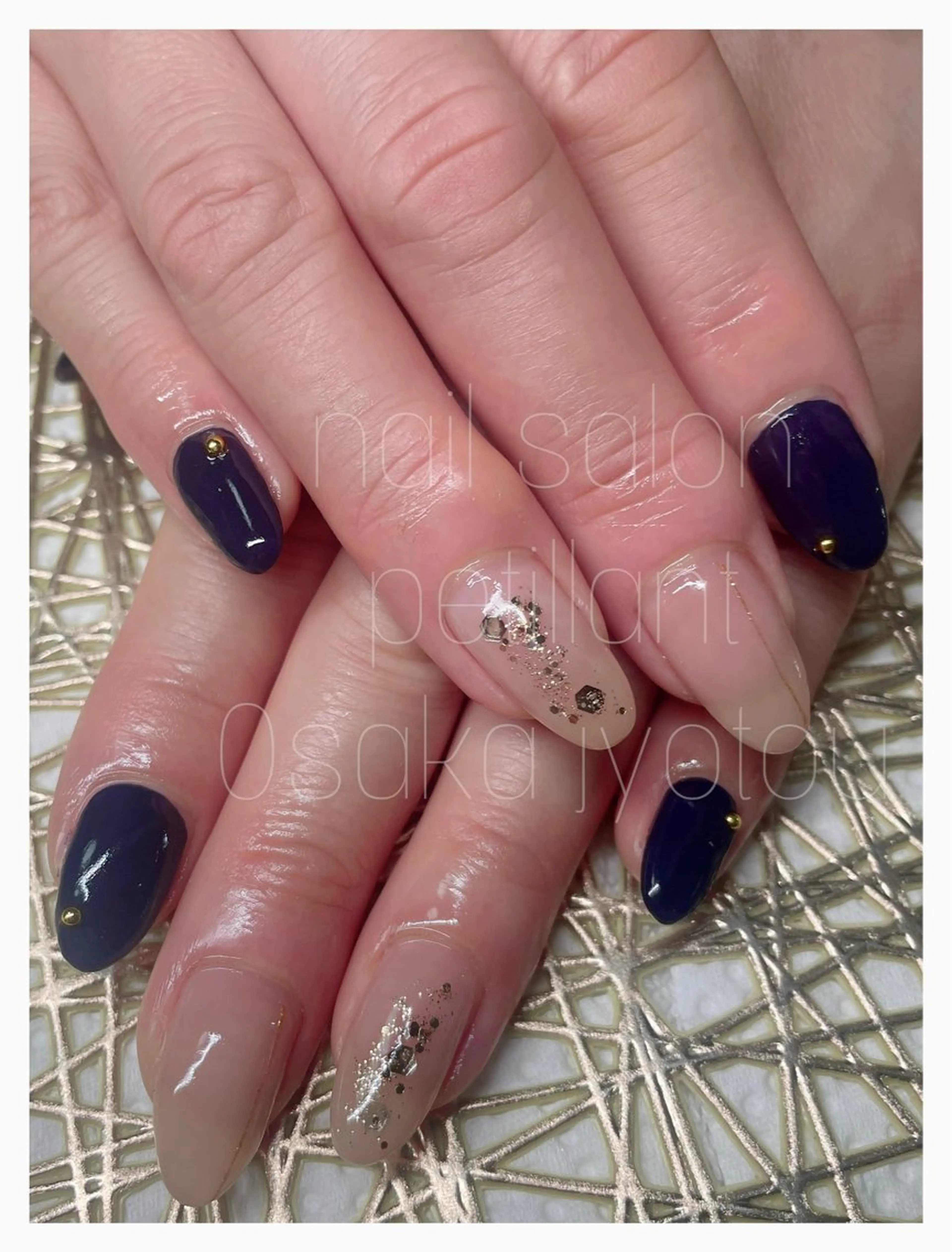ネイル ネイビー nail salon petillantのネイルデザイン