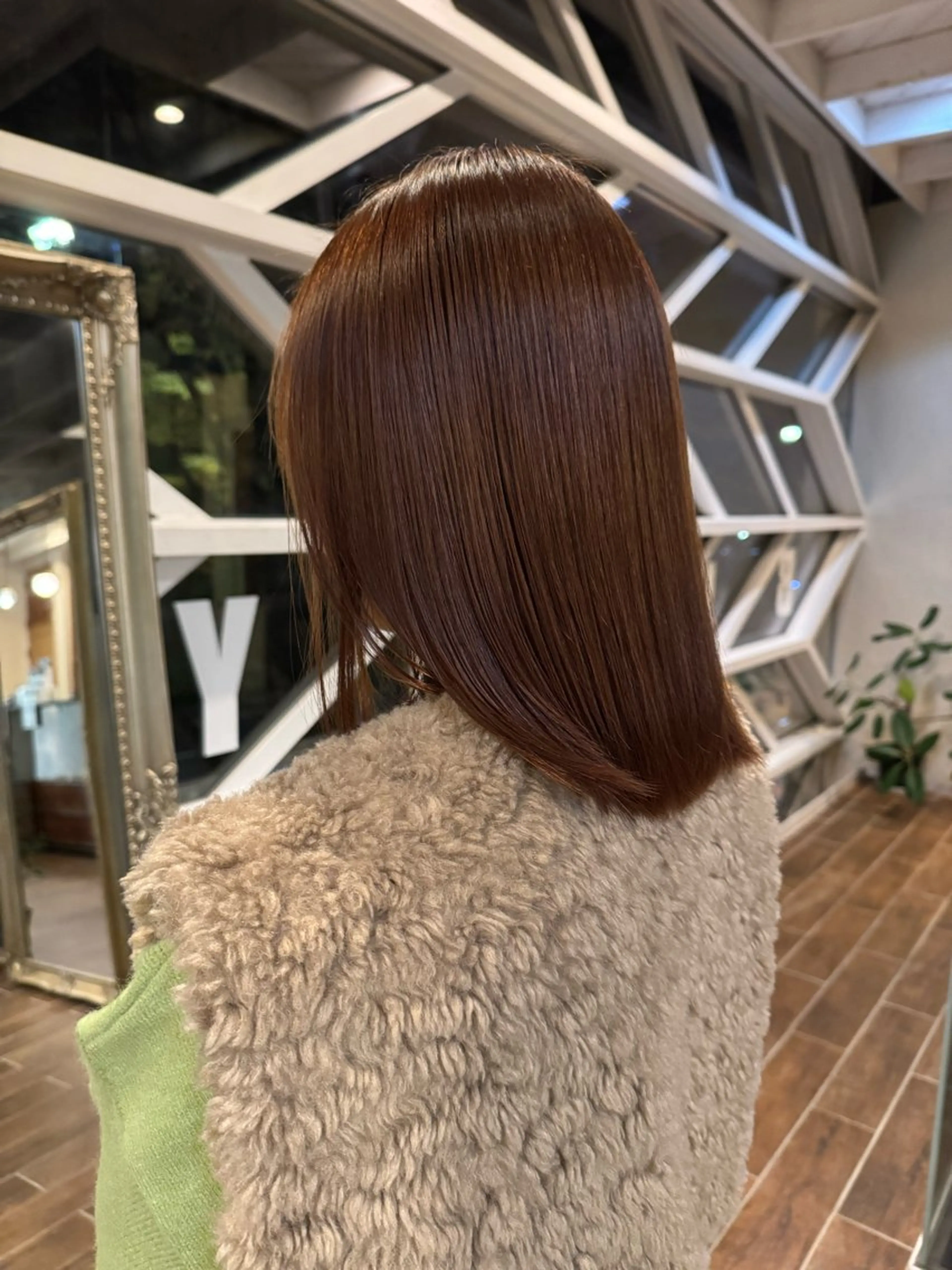 ミディアム パーマ 縮毛矯正 村上 輝のヘアスタイル