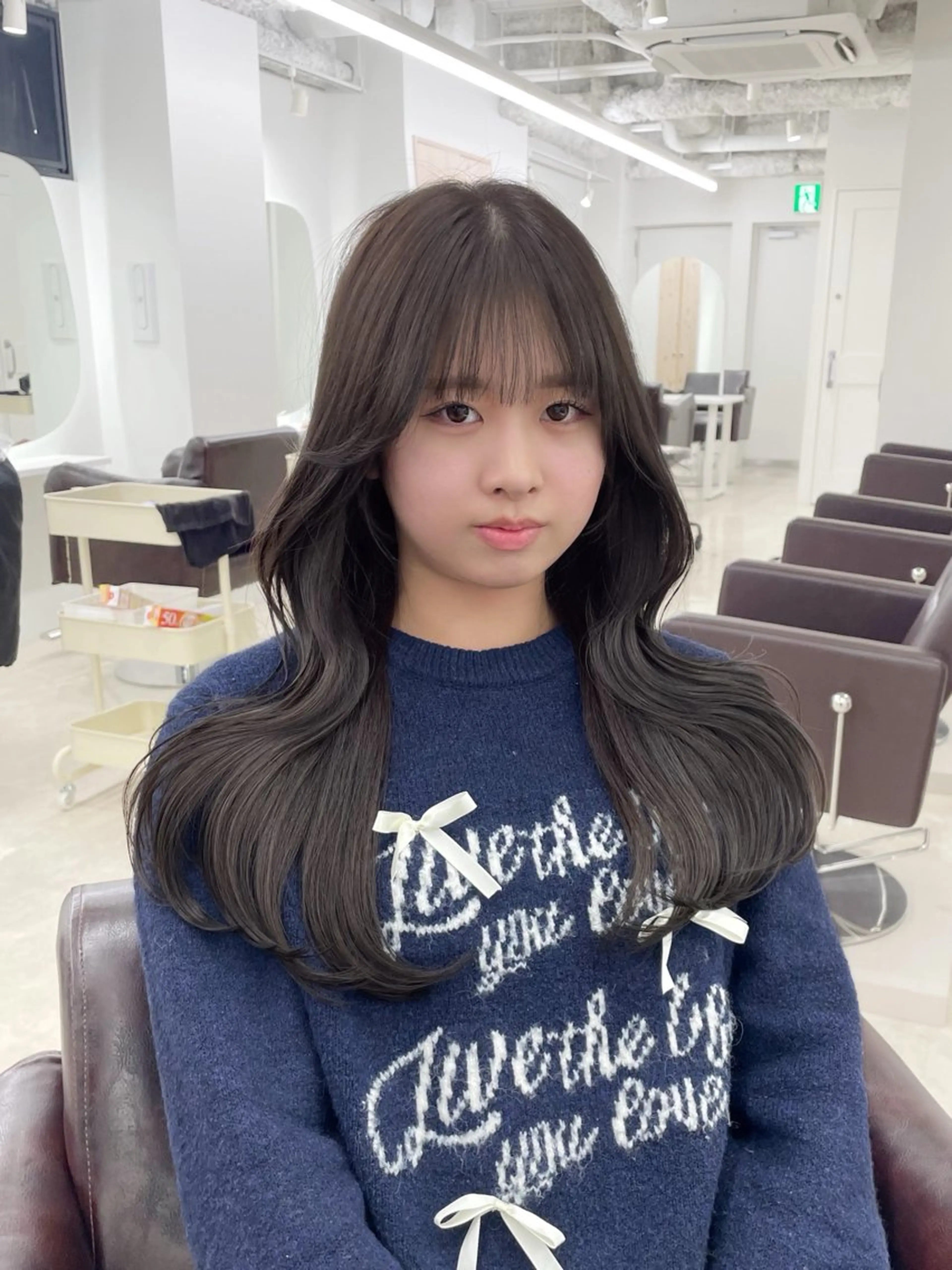 ロング カラー ヘアカラー トリートメント 新宿/韓国ヘア/ 髪質改善ストレートのヘアスタイル