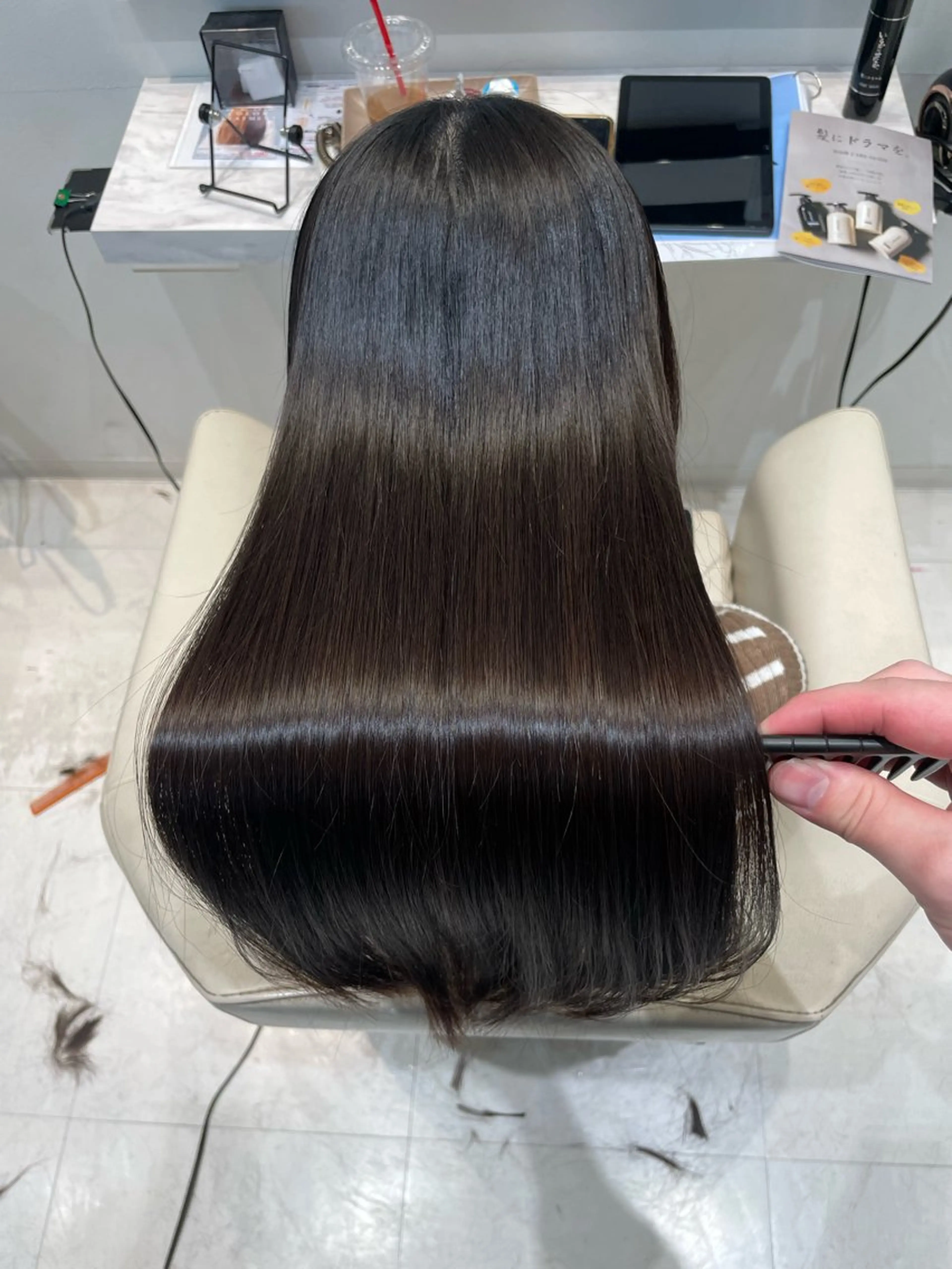 ロング パーマ 縮毛矯正 トリートメント k-twoたき✨艶感 カラー/美髪矯正のヘアスタイル