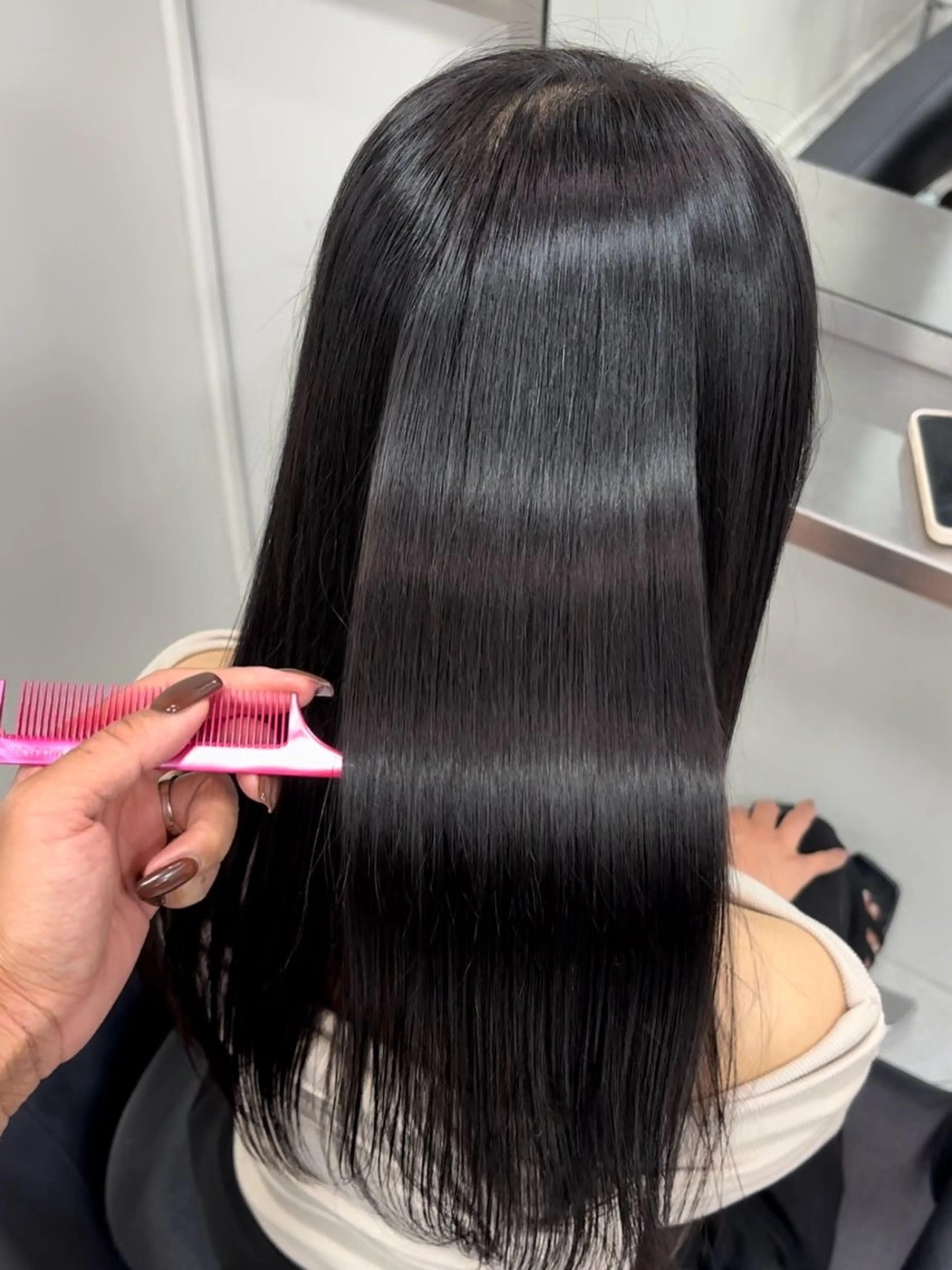 ロング パーマ 縮毛矯正 縮毛矯正 トリートメント 韓国レイヤー/ 縮毛矯正🎀minaのヘアスタイル