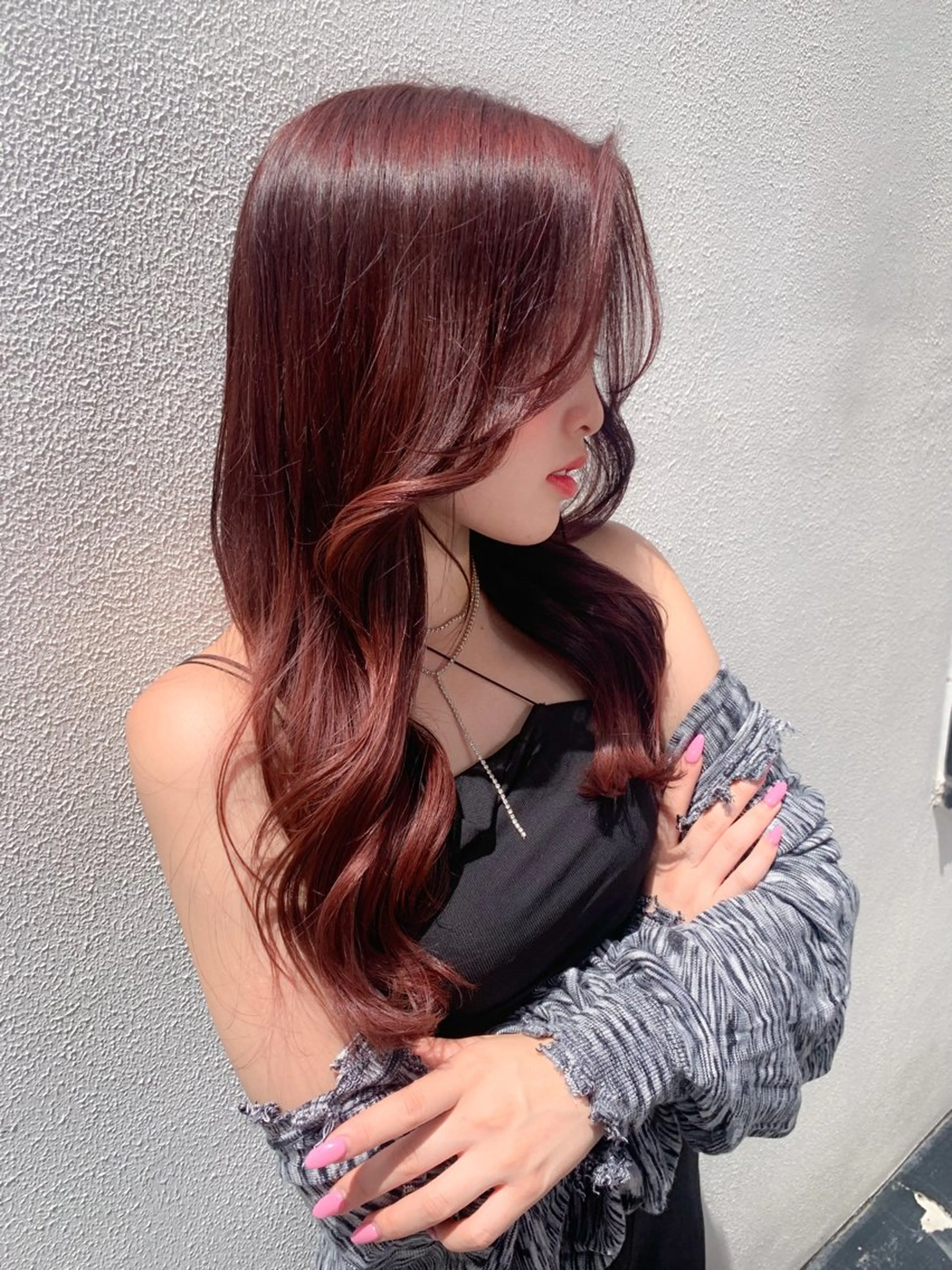 ロング カラー ヘアアレンジ 新宿♥ハッシュカット 暖色カラー♥Unaのヘアスタイル