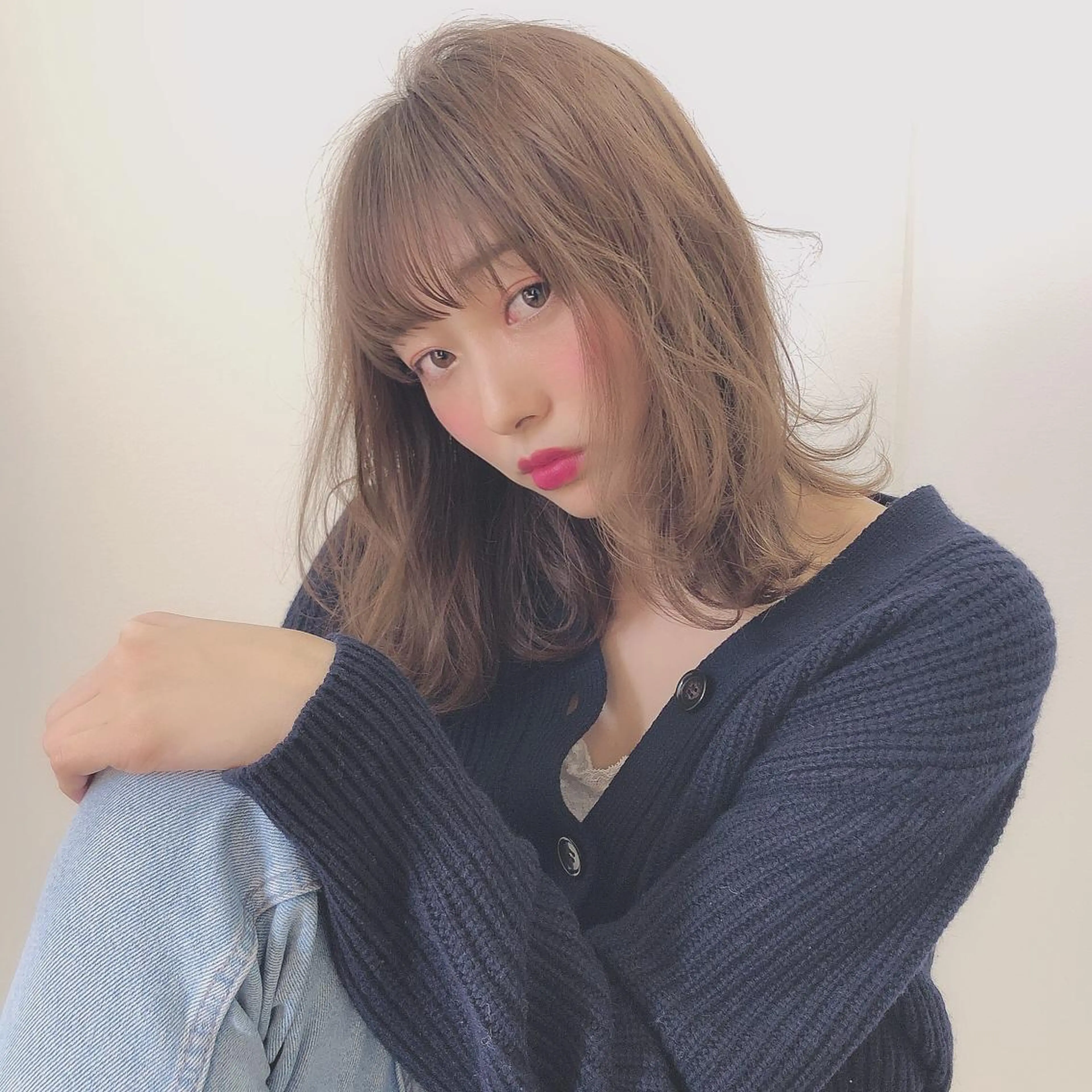 ミディアム カラー 店長/mao/ 前髪/顔周りカットのヘアスタイル