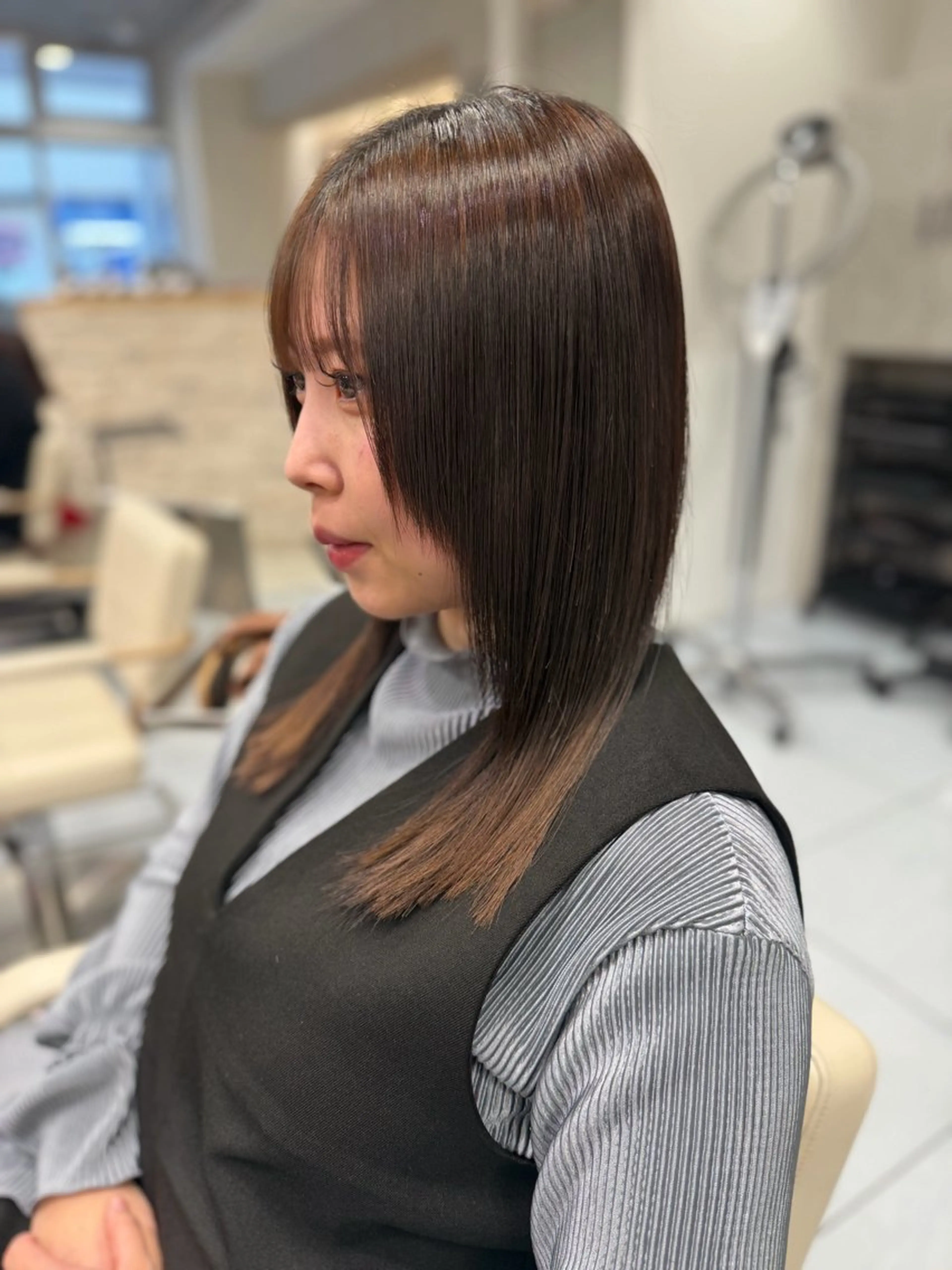 ロング パーマ カット 縮毛矯正 髪質改善/縮毛矯正 /レイヤー岡部のヘアスタイル