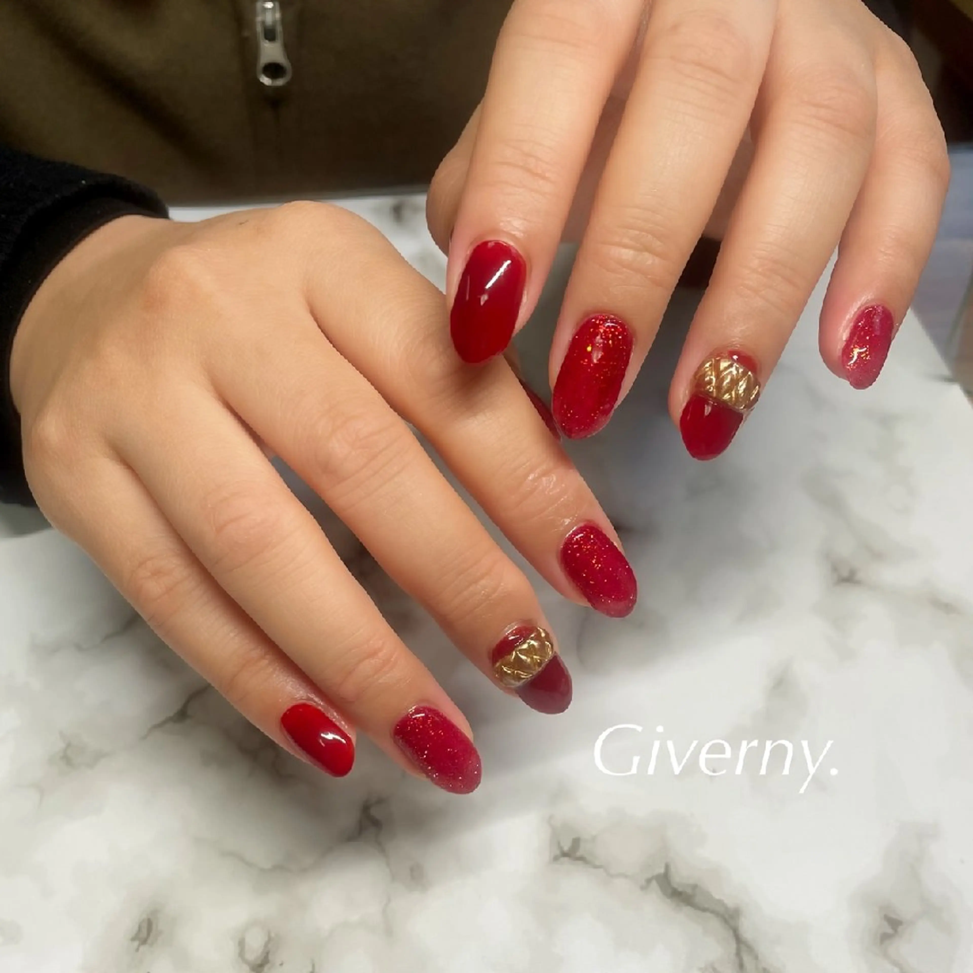 ネイル フラッシュネイル 冬ネイル ハンドネイル Giverny .のネイルデザイン