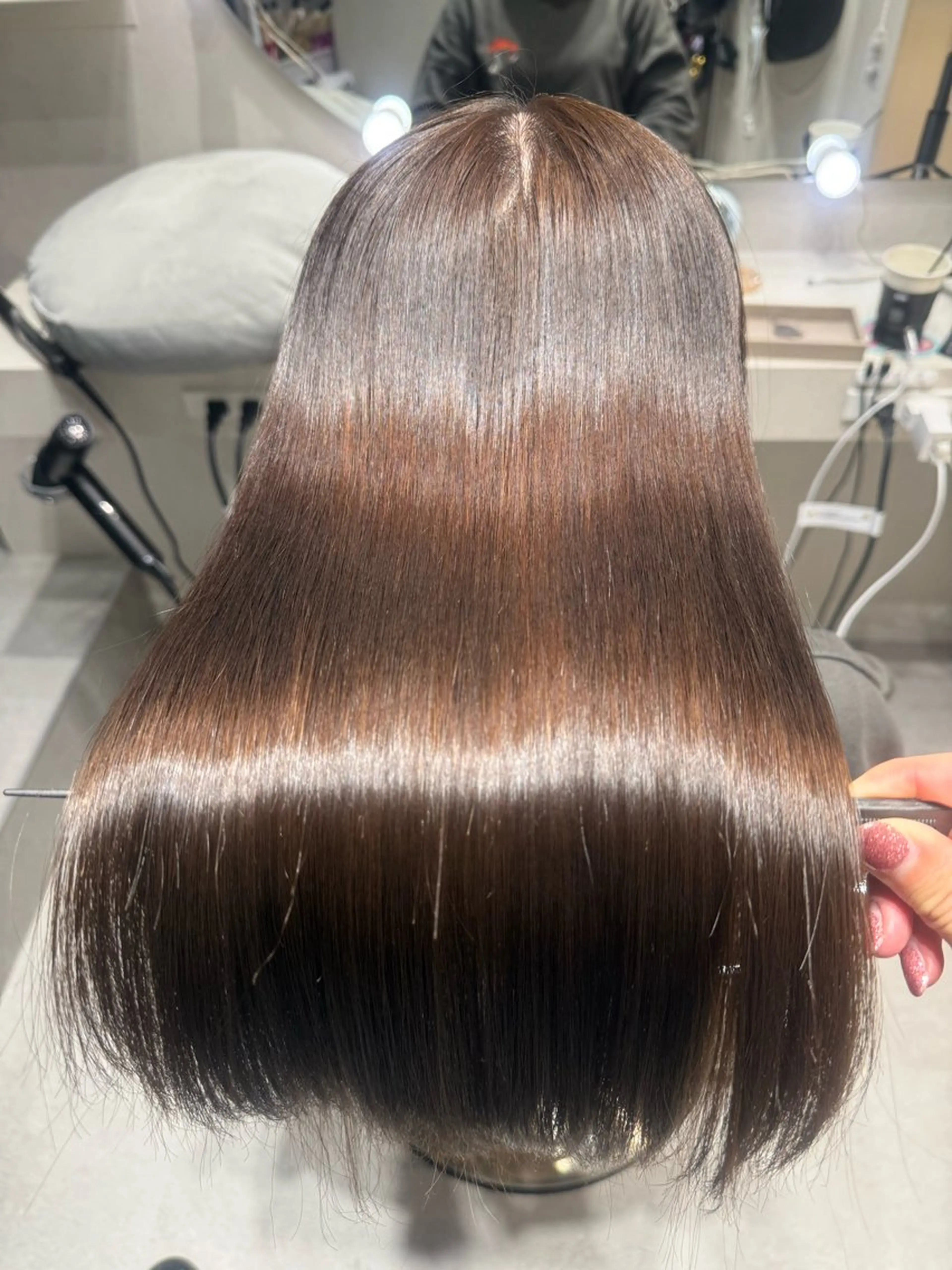 ロング カラー パーマ ヘアアレンジ ブリーチ 縮毛矯正 ストレートパーマ ヘアカラー 縮毛矯正 トリートメント 縮毛矯正/髪質改善/ ブリーチ毛/木元渓太のヘアスタイル