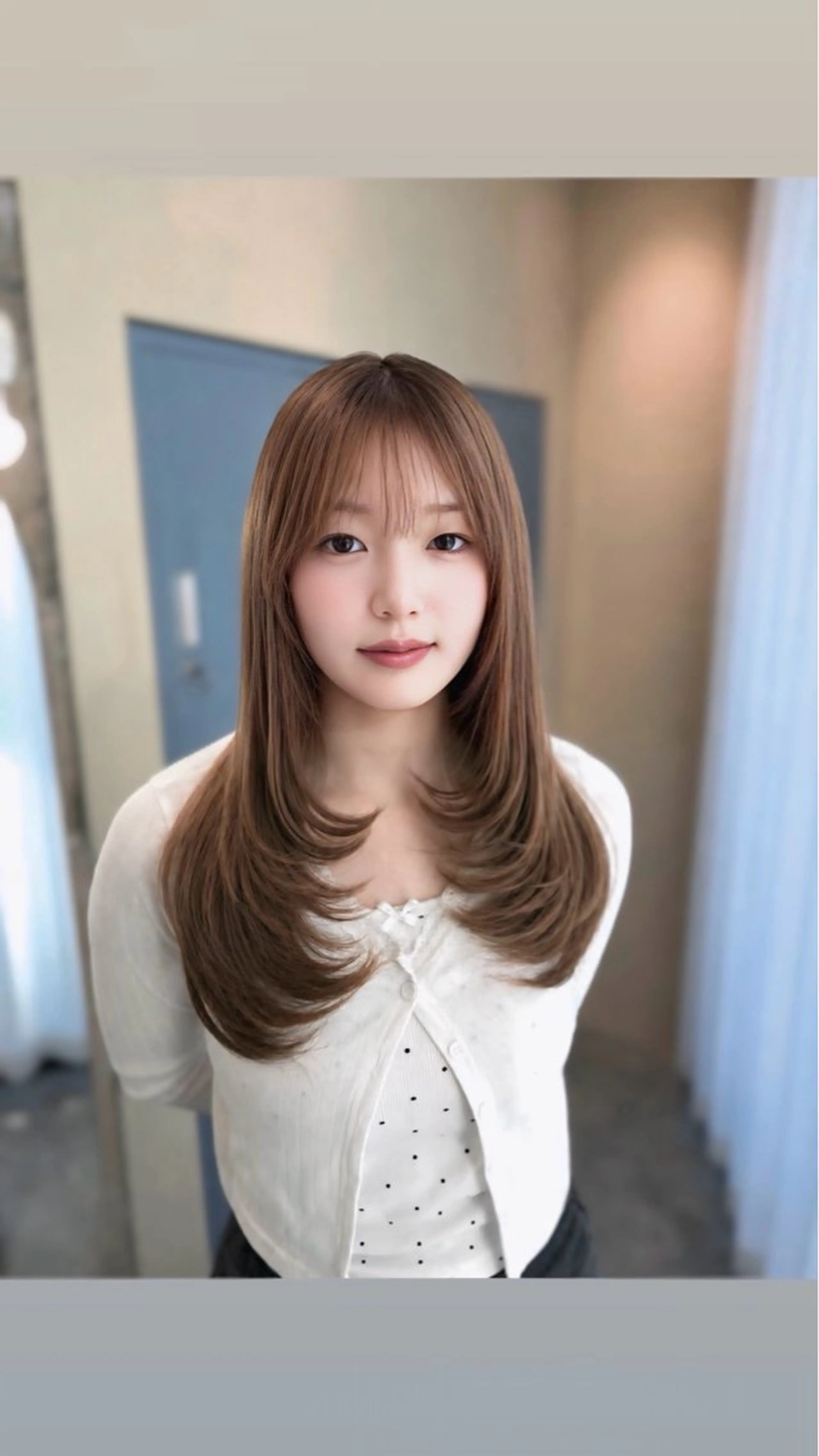 ロング カラー ベージュカラー ブラウンカラー ラテベージュ 顔まわりレイヤー レイヤーカット カット ヘアカラー Ririka /透明感カラーのヘアスタイル