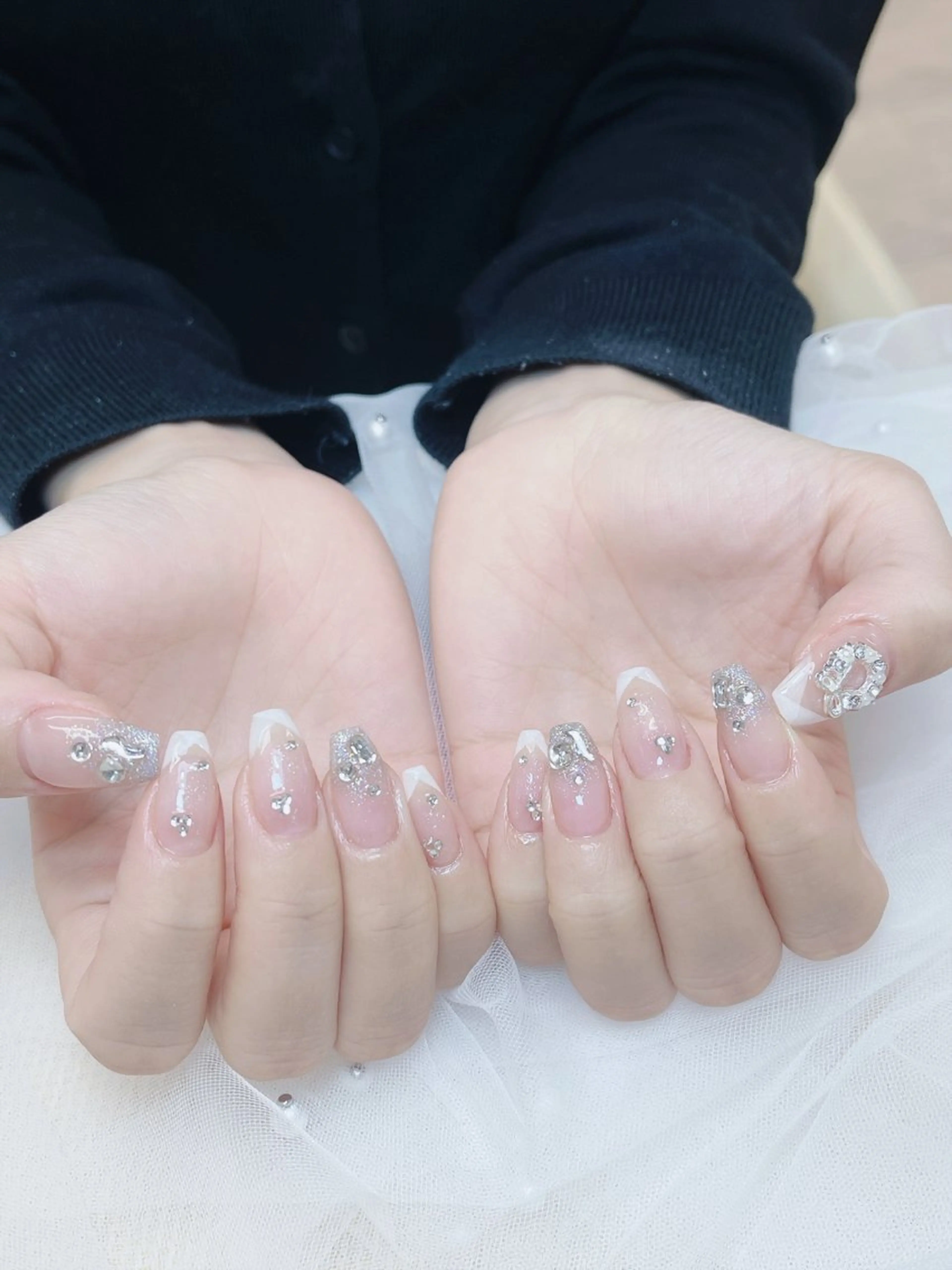ネイル チークネイル フレンチネイル グラデーション 氷ネイル・うるうるネイル キラキラネイル ハンドネイル DUO MI nail salonのネイルデザイン