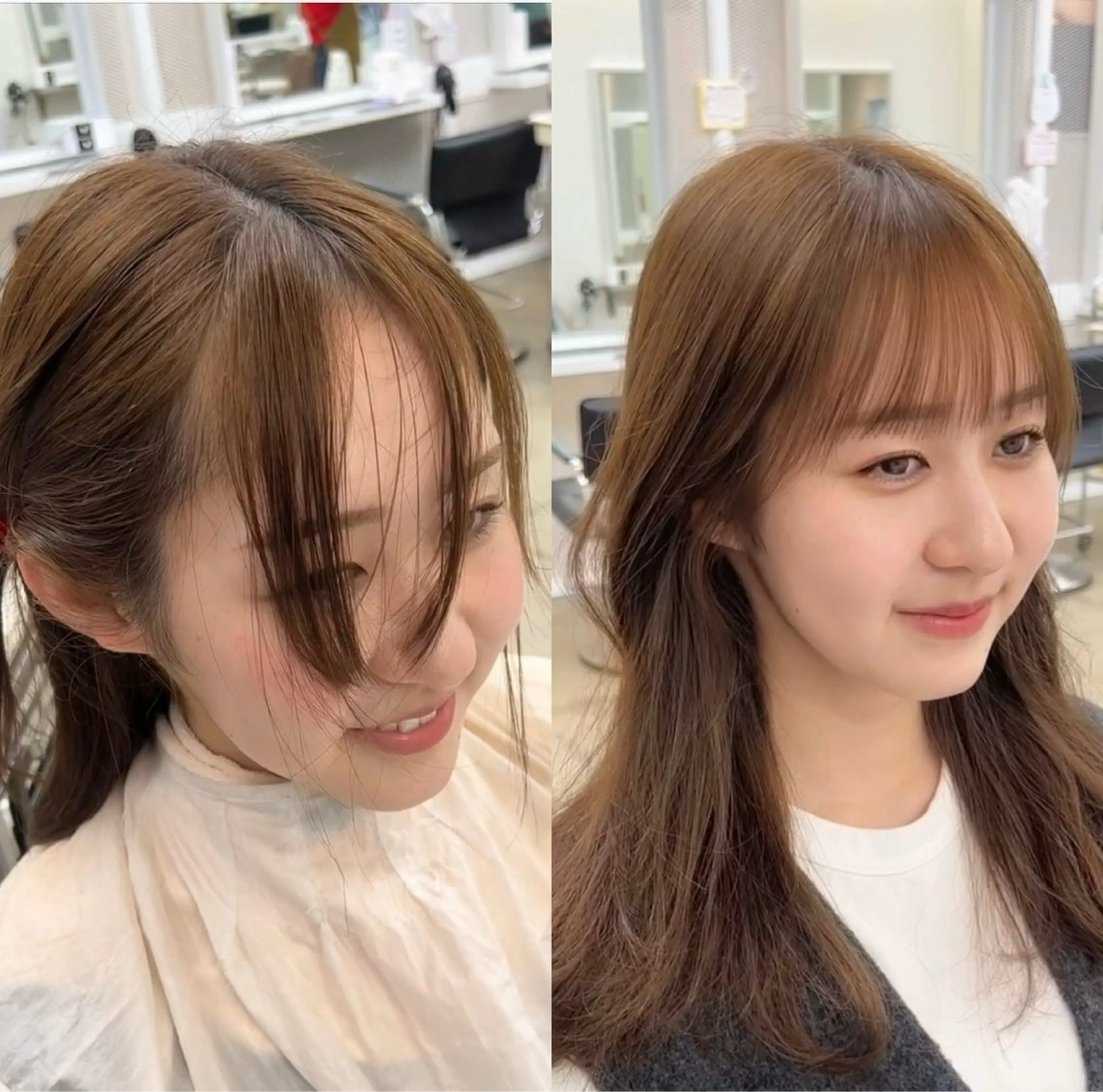 ミディアム パーマ ミディアムパーマ カット 縮毛矯正 クロスパーマ× 透明感カラー✂︎のヘアスタイル