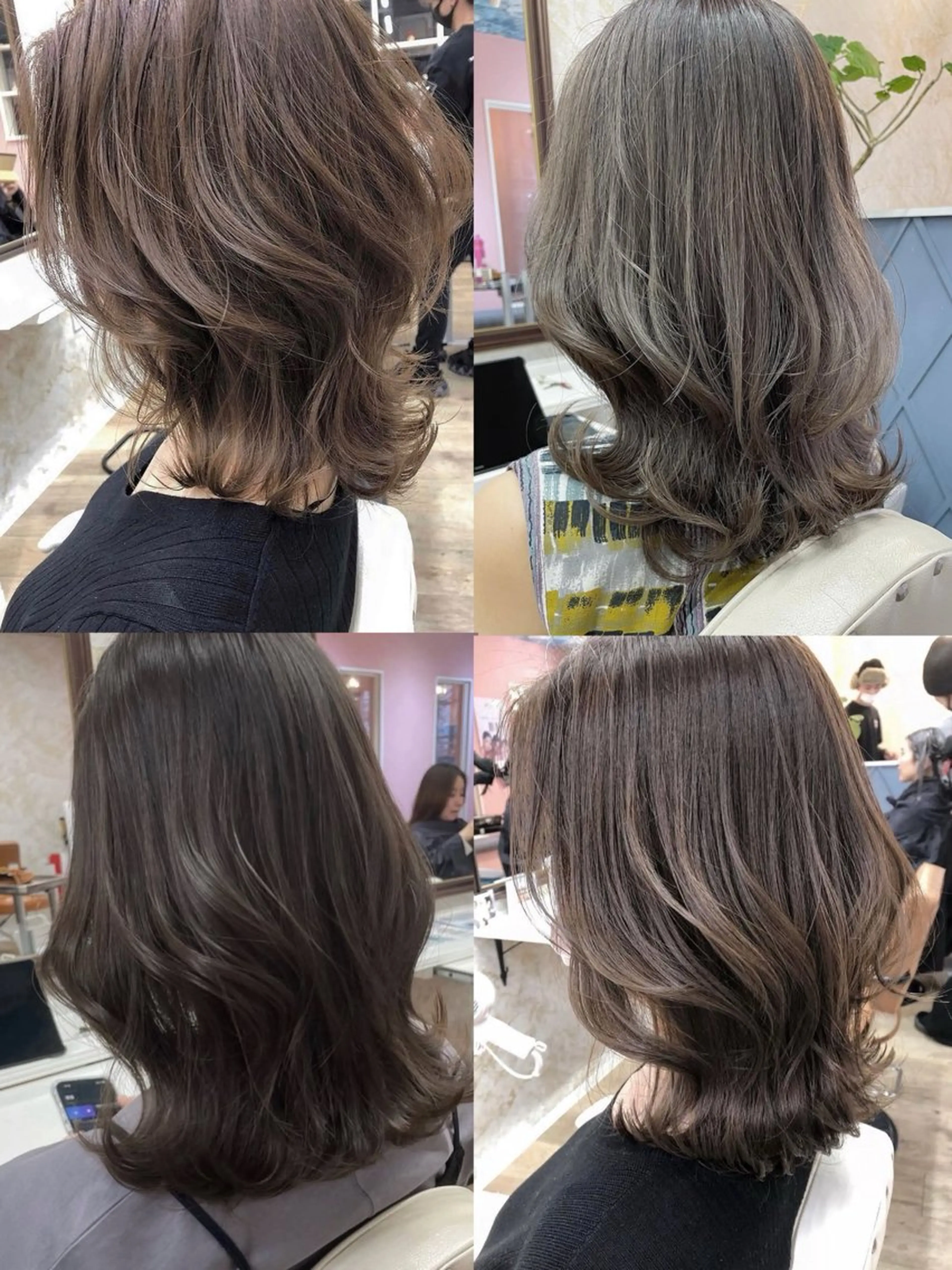 ミディアム カラー ミディアムレイヤー レイヤーカット カット ヘアカラー FIGARO レイヤ ーカット/縮毛矯正のヘアスタイル