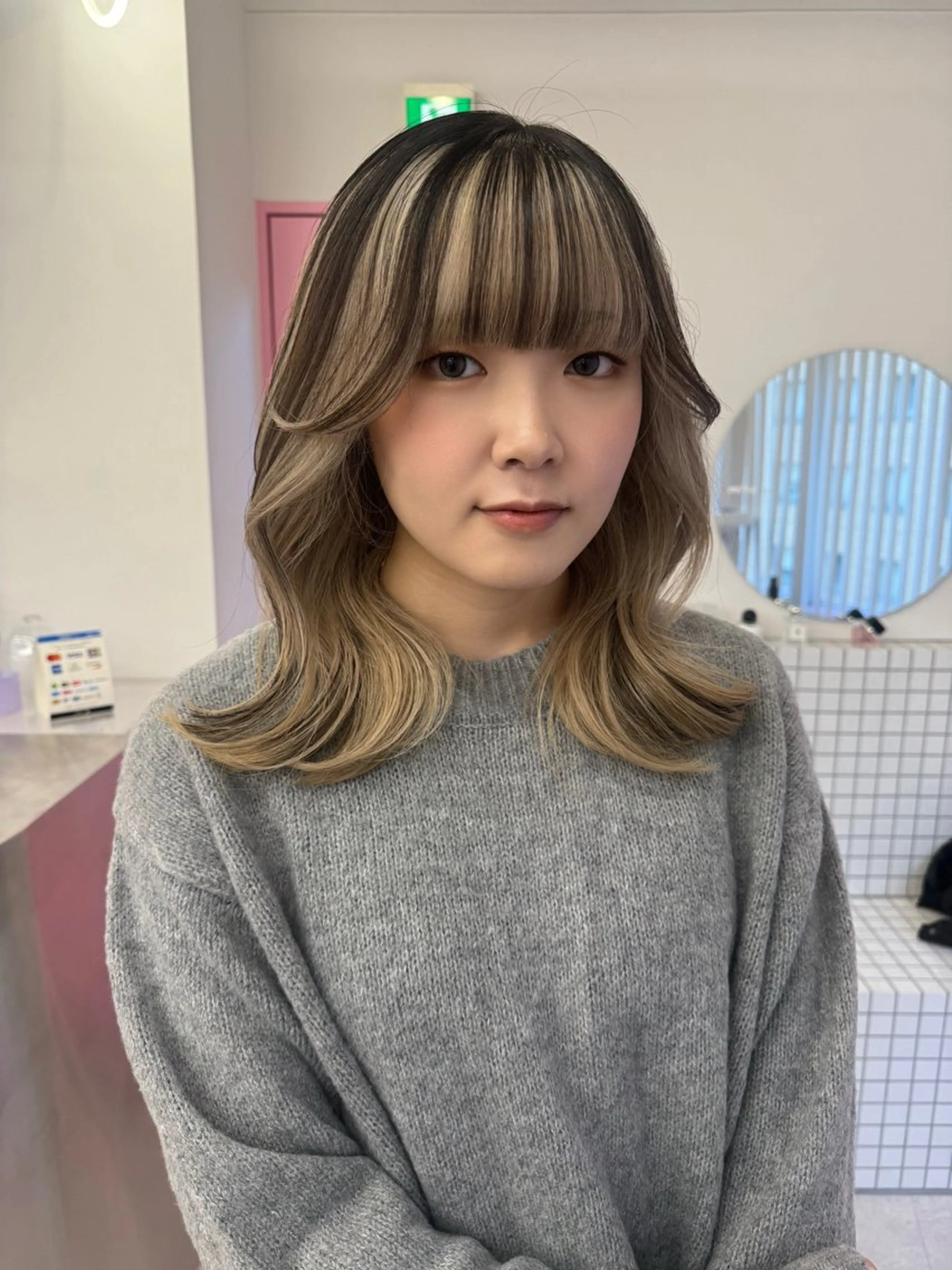 ミディアム カラー カット ヘアカラー トリートメント レイヤーカット/暖色 カラー/saraのヘアスタイル