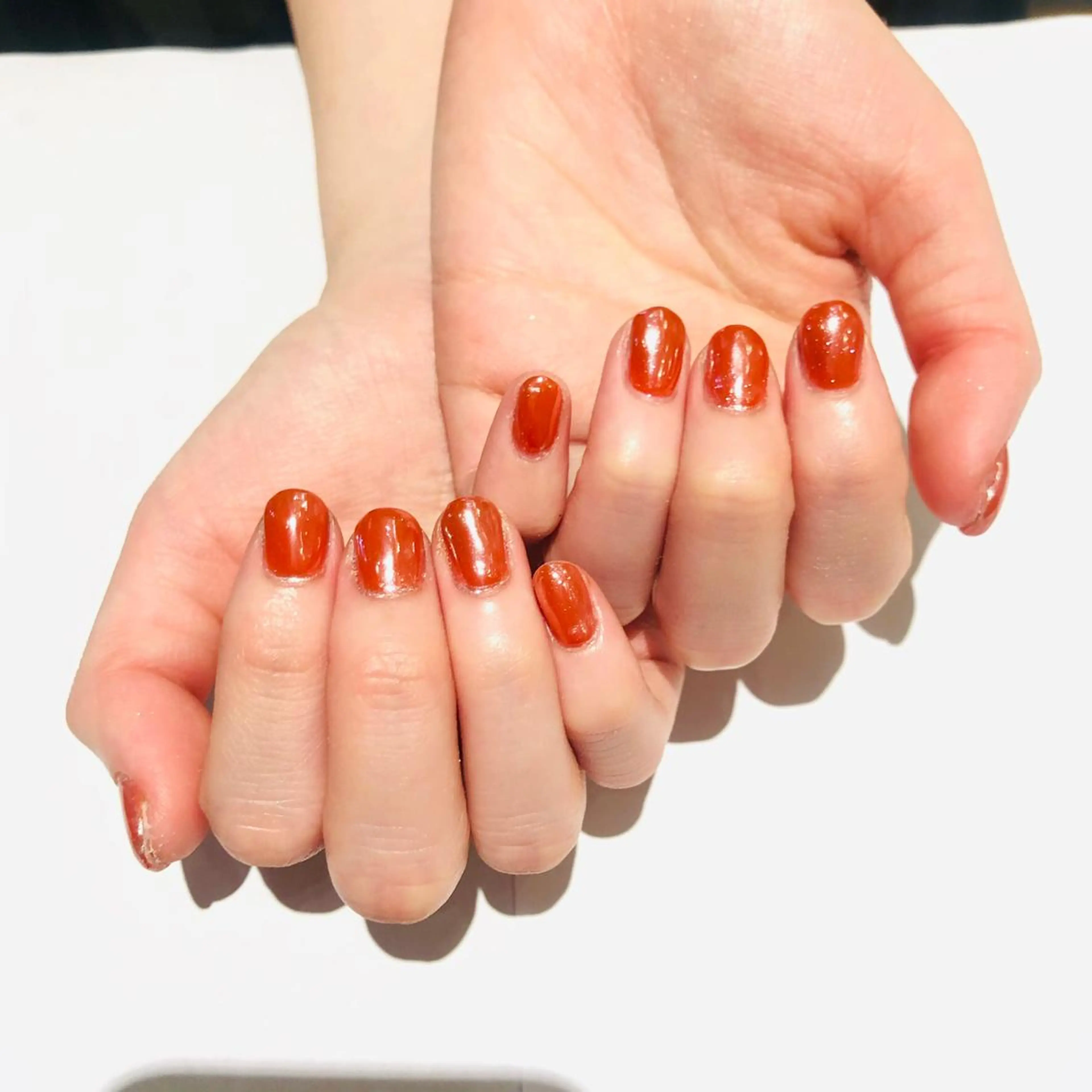 ネイル ミラーネイル オレンジ 大阪福島韓国束感まつ げ Sayaka🤍のマツエク・マツパデザイン