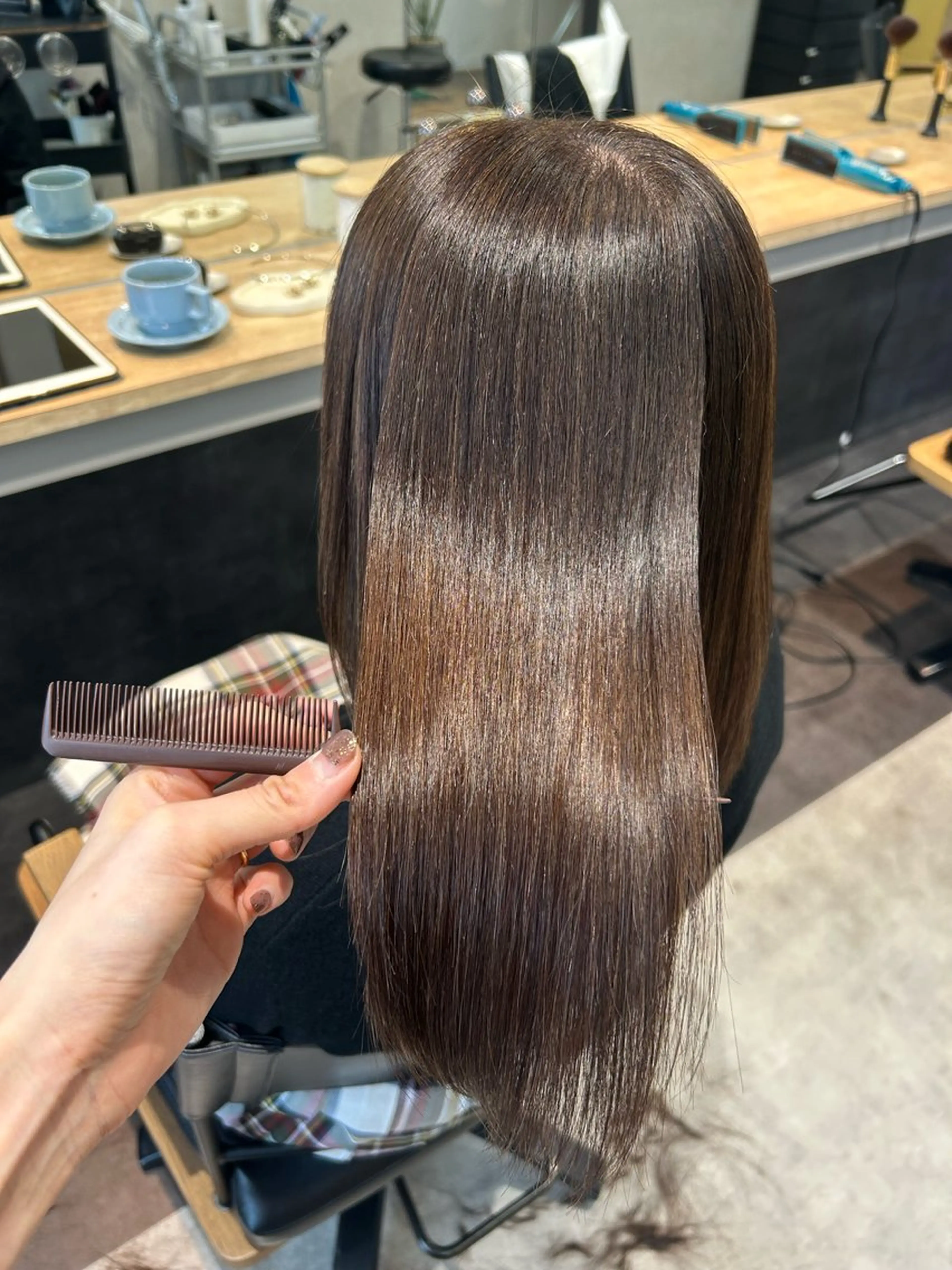 セミロング パーマ 髪質改善 ストレートパーマ カット 縮毛矯正 トリートメント hub hair レイヤー/透明感のヘアスタイル