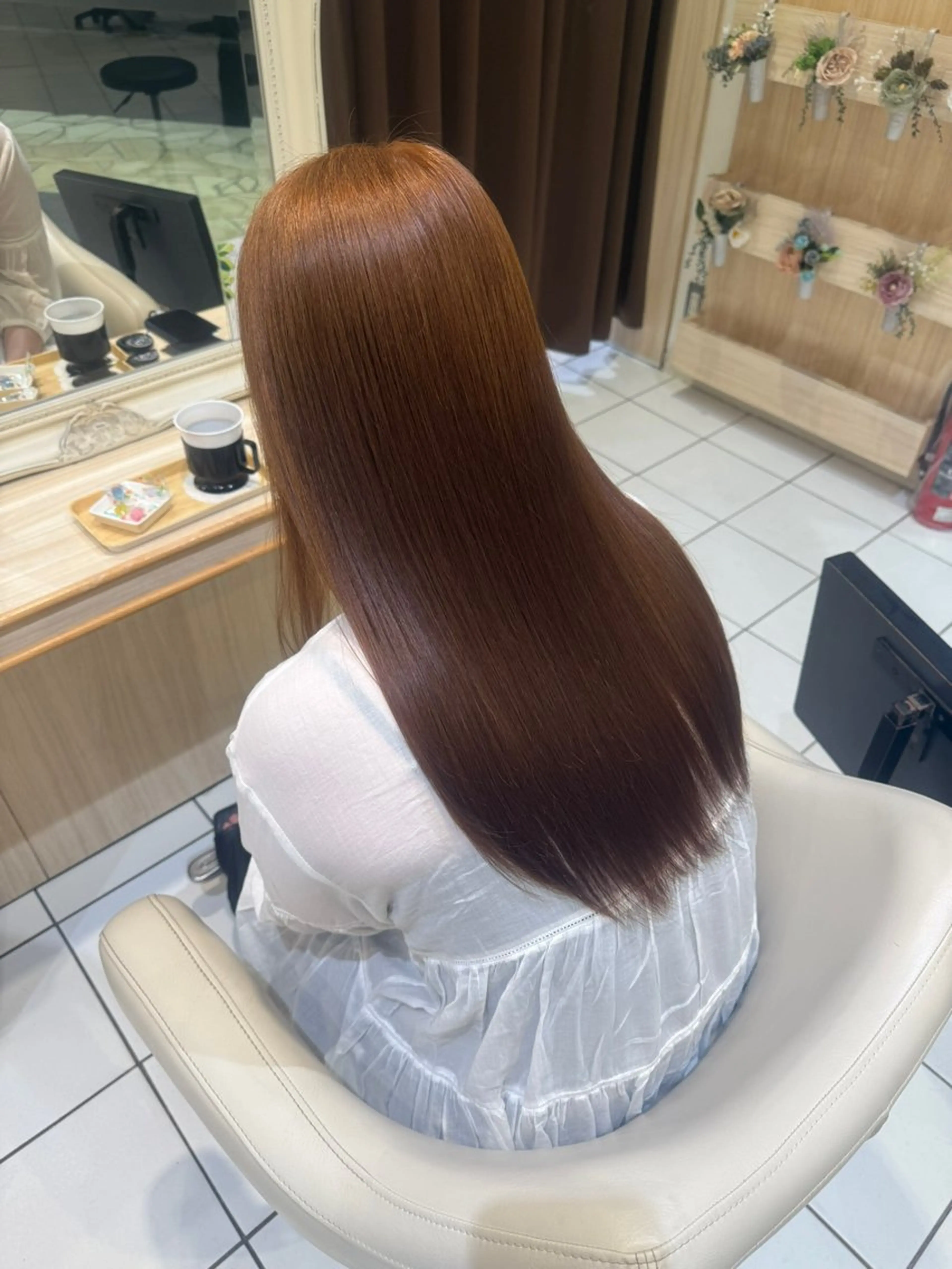 ミディアム カット ヘアカラー 地毛風縮毛矯正 /暗髪カラー/小林のヘアスタイル