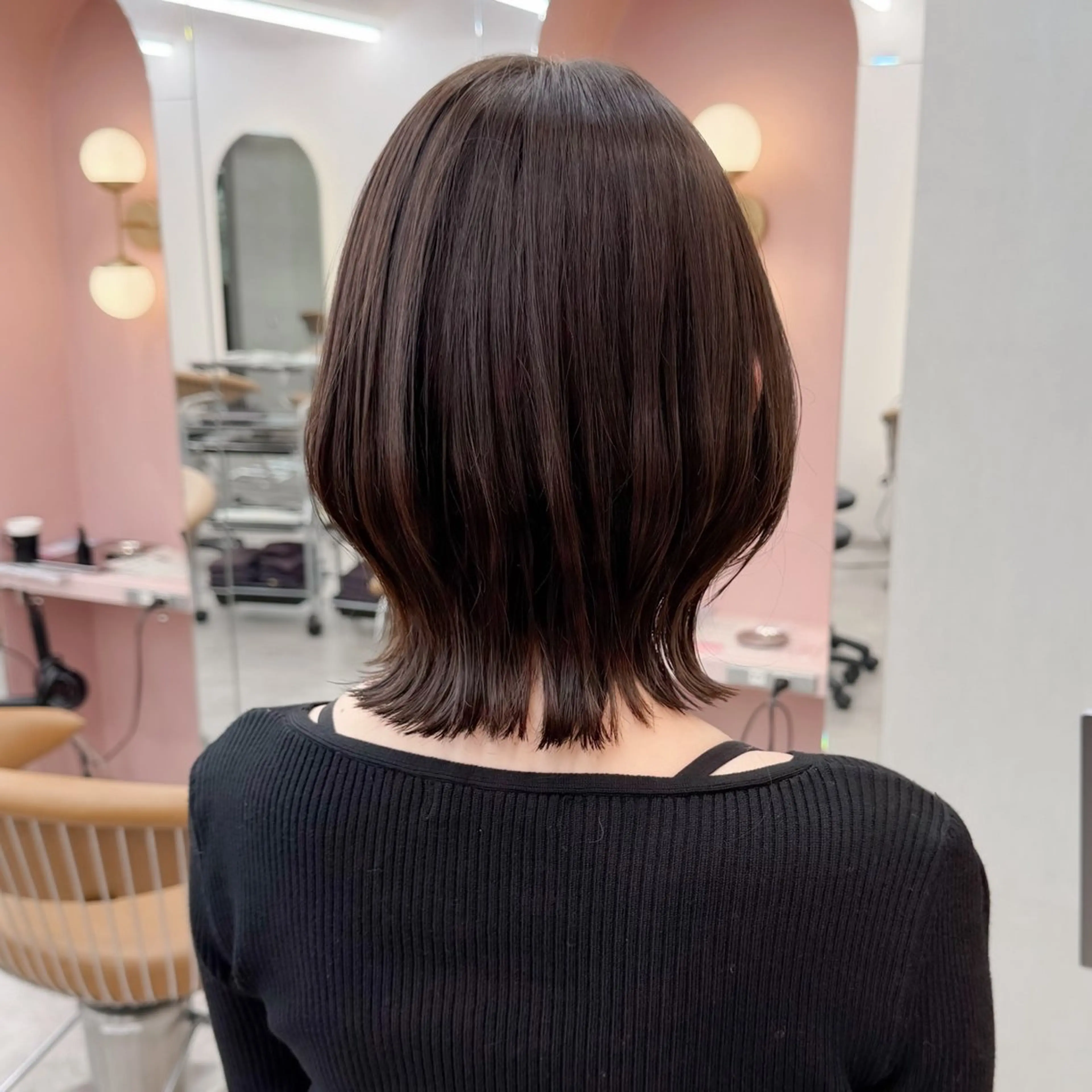 ミディアム カラー カット ヘアカラー トリートメント 縮毛矯正/ストンボブ Wカラー💎ヒデジのヘアスタイル