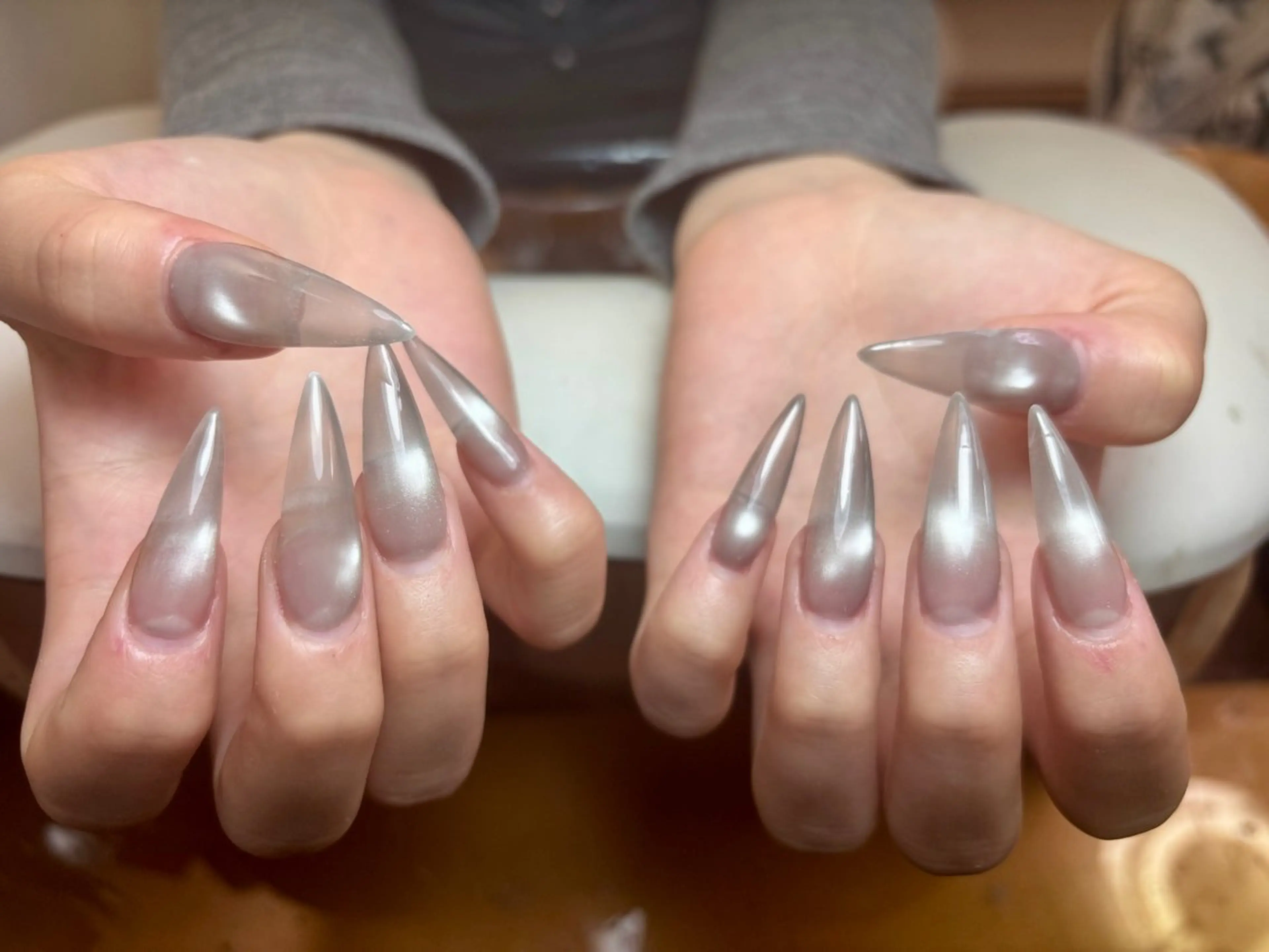 ネイル アートネイル オーロラネイル チークネイル 長さ出し フレンチネイル ハンドネイル ハンドケア Yumi Nail Seiのネイルデザイン