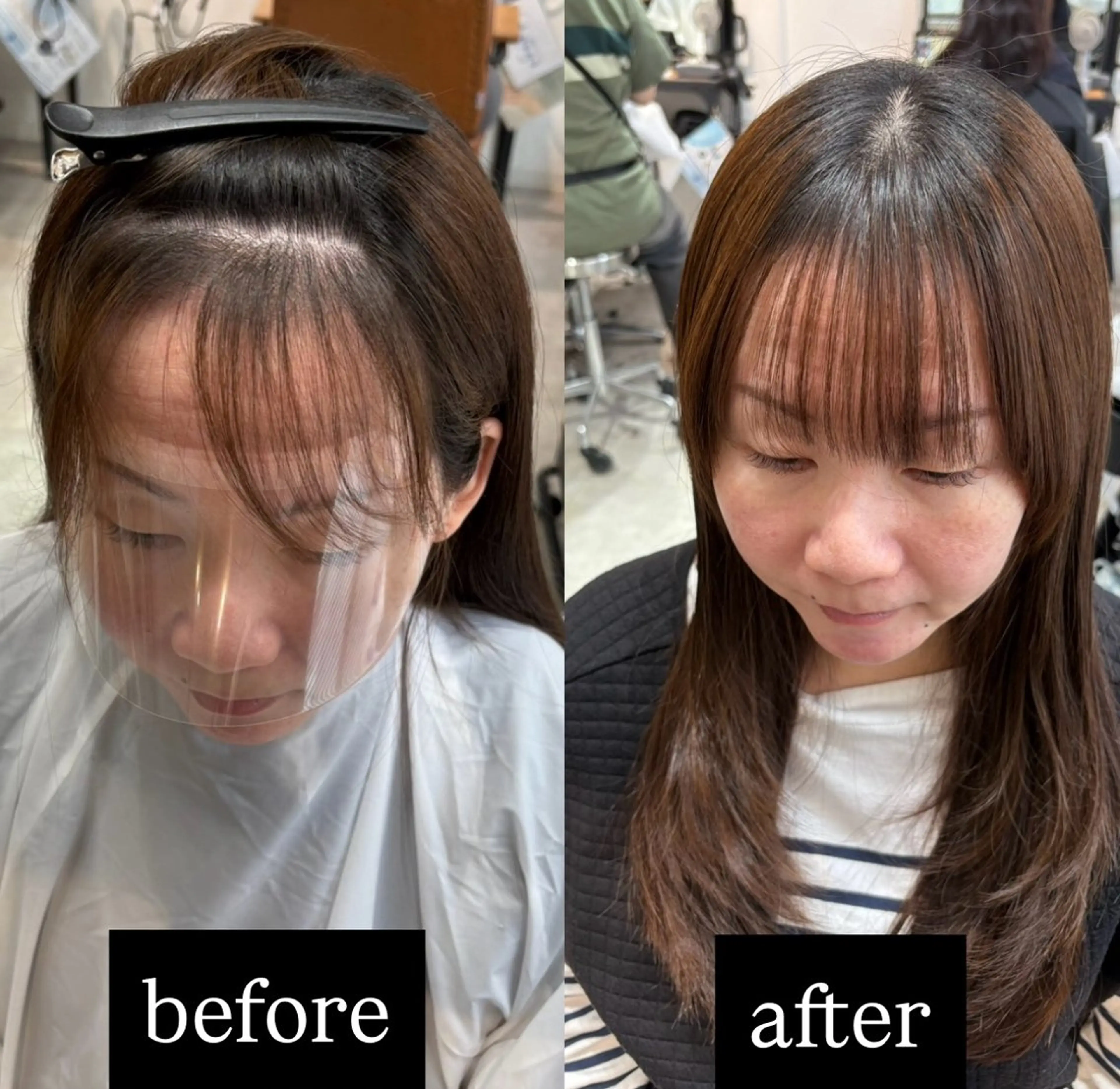 セミロング セミロングパーマ 縮毛矯正 こうき/前髪割れ癖 改善/カット/カラーのヘアスタイル