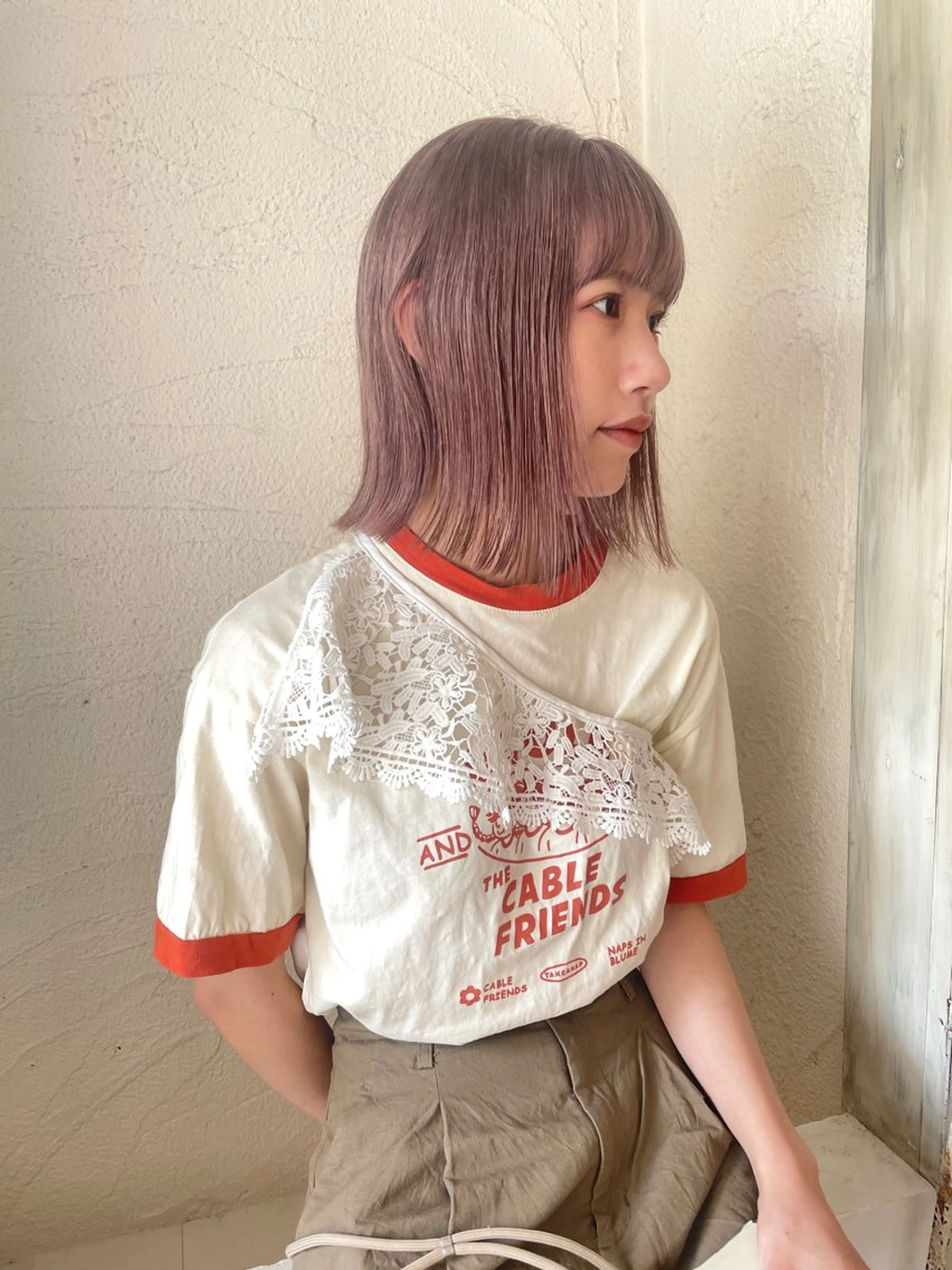 ミディアム カラー 🙃 透明感カラー/ボブのヘアスタイル