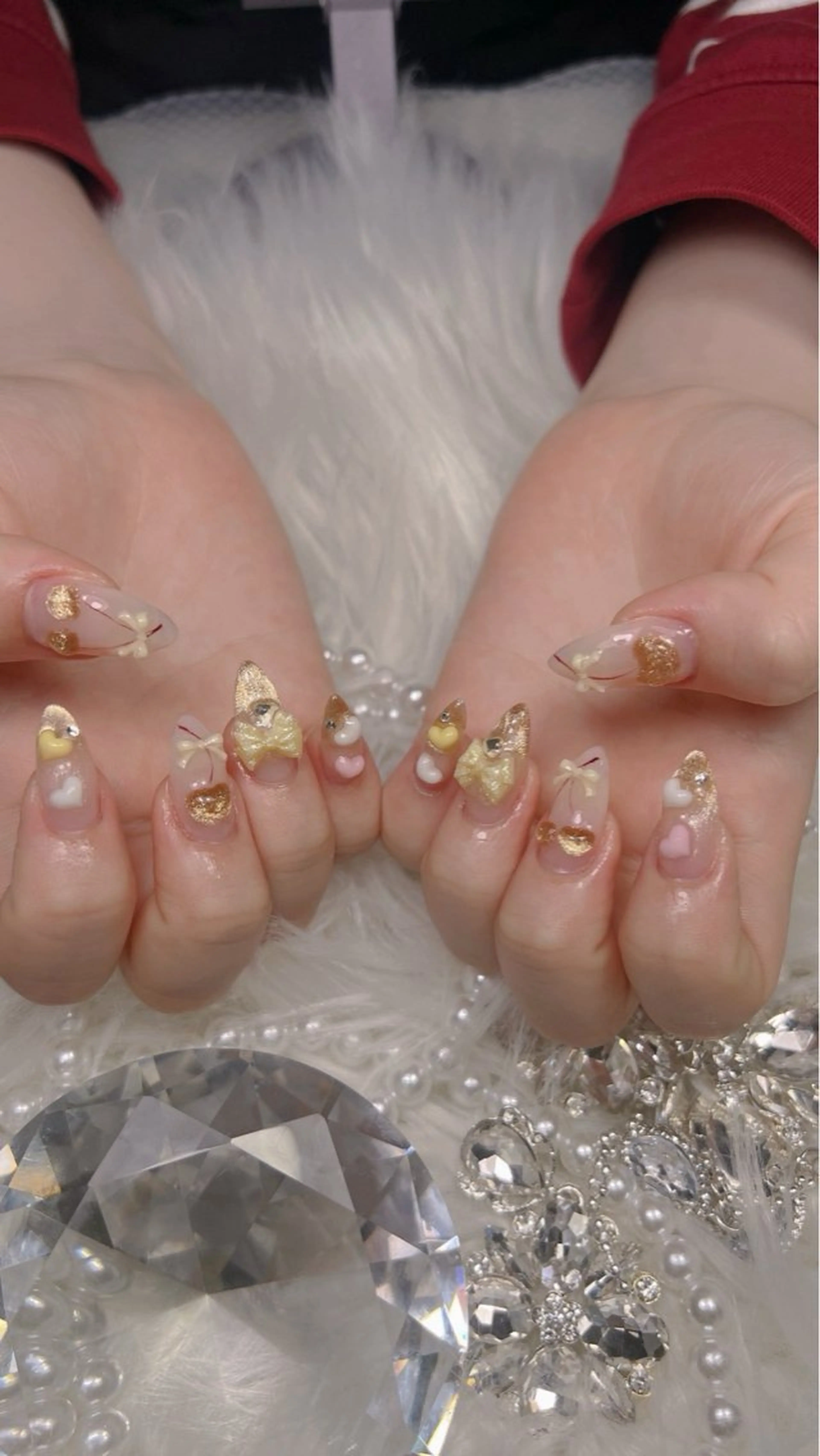 ネイル アートネイル オーロラネイル チークネイル 長さ出し フットネイル Miya _nailのネイルデザイン